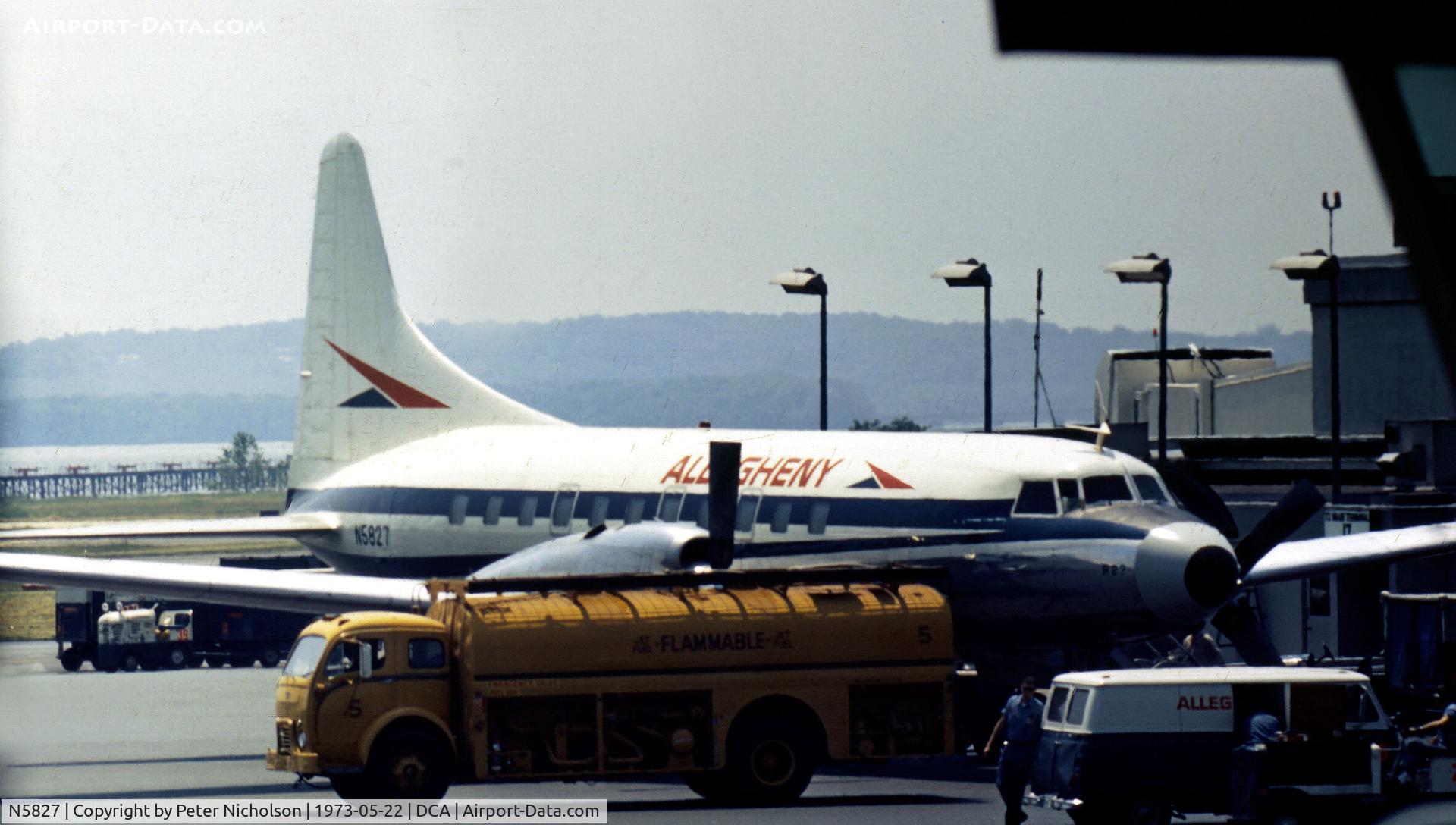N5827, 1953 Convair 580 C/N 46, Convair 580 of Allegheny Airlines seen at what was then known as National Airport at Washington, DC.