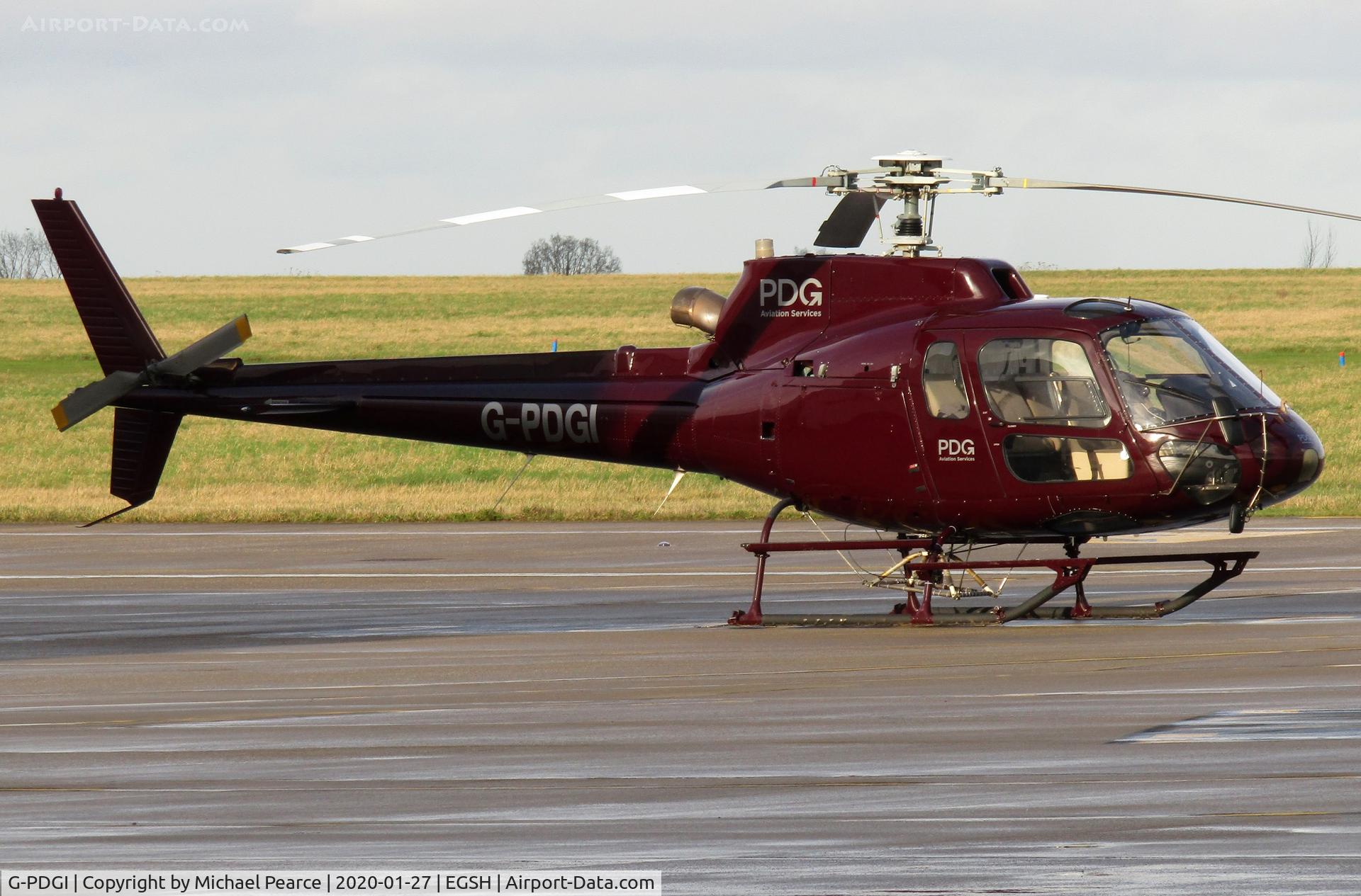G-PDGI, 1987 Aerospatiale AS-350B-1 Ecureuil C/N 1991, Parked on the SaxonAir ramp on a short visit.