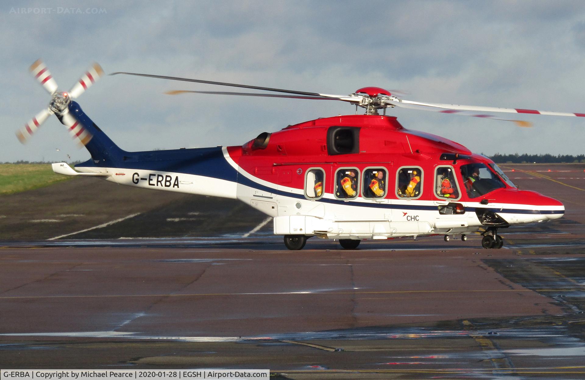 G-ERBA, 2018 AgustaWestland AW-189 C/N 89011, Departing the SaxonAir ramp to a North Sea gas platform, on the aircraft's second visit from Den Helder (DHR).