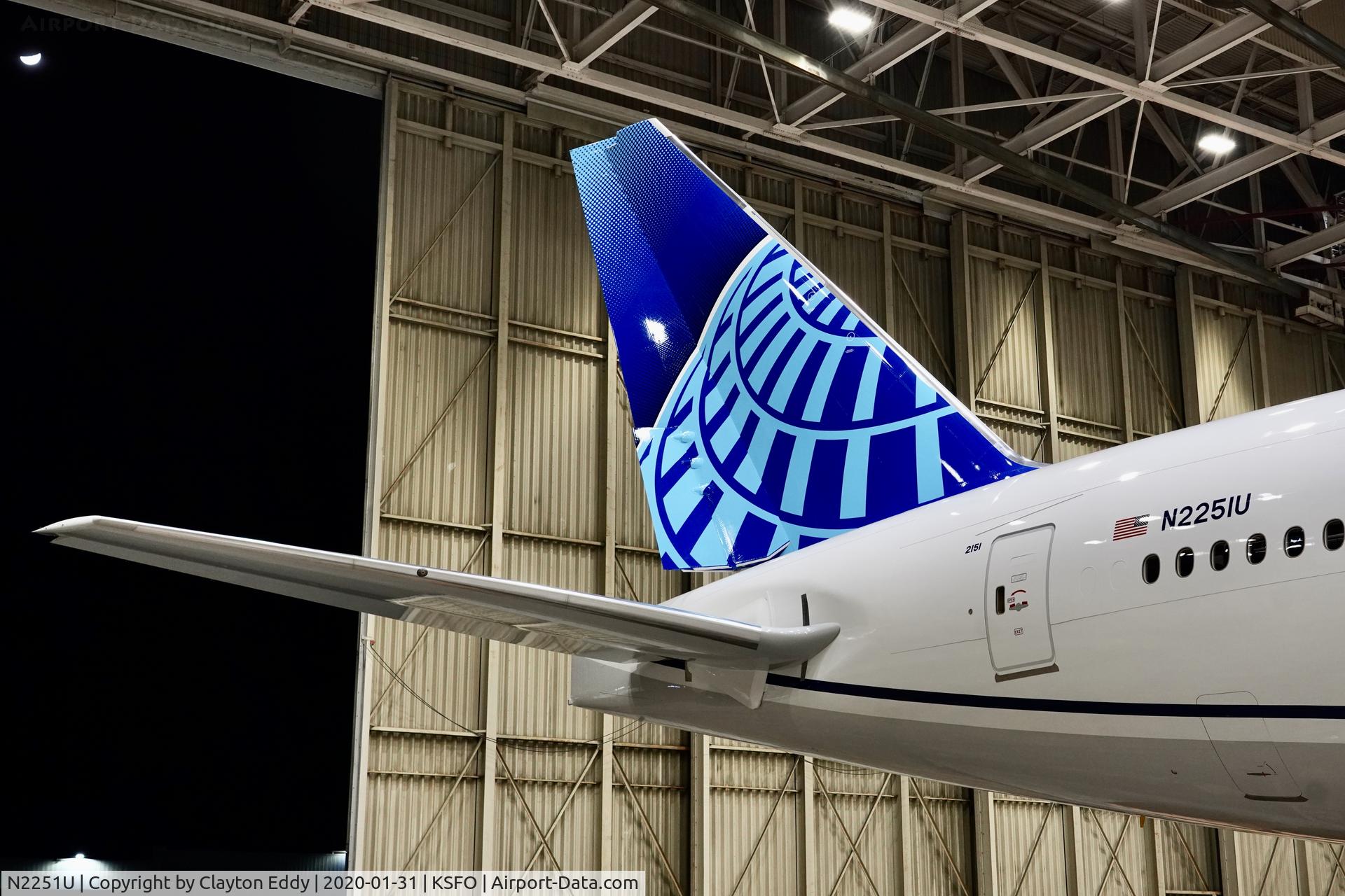 N2251U, 2020 Boeing 777-300/ER C/N 66591, Not yet in service. SFO 2020.