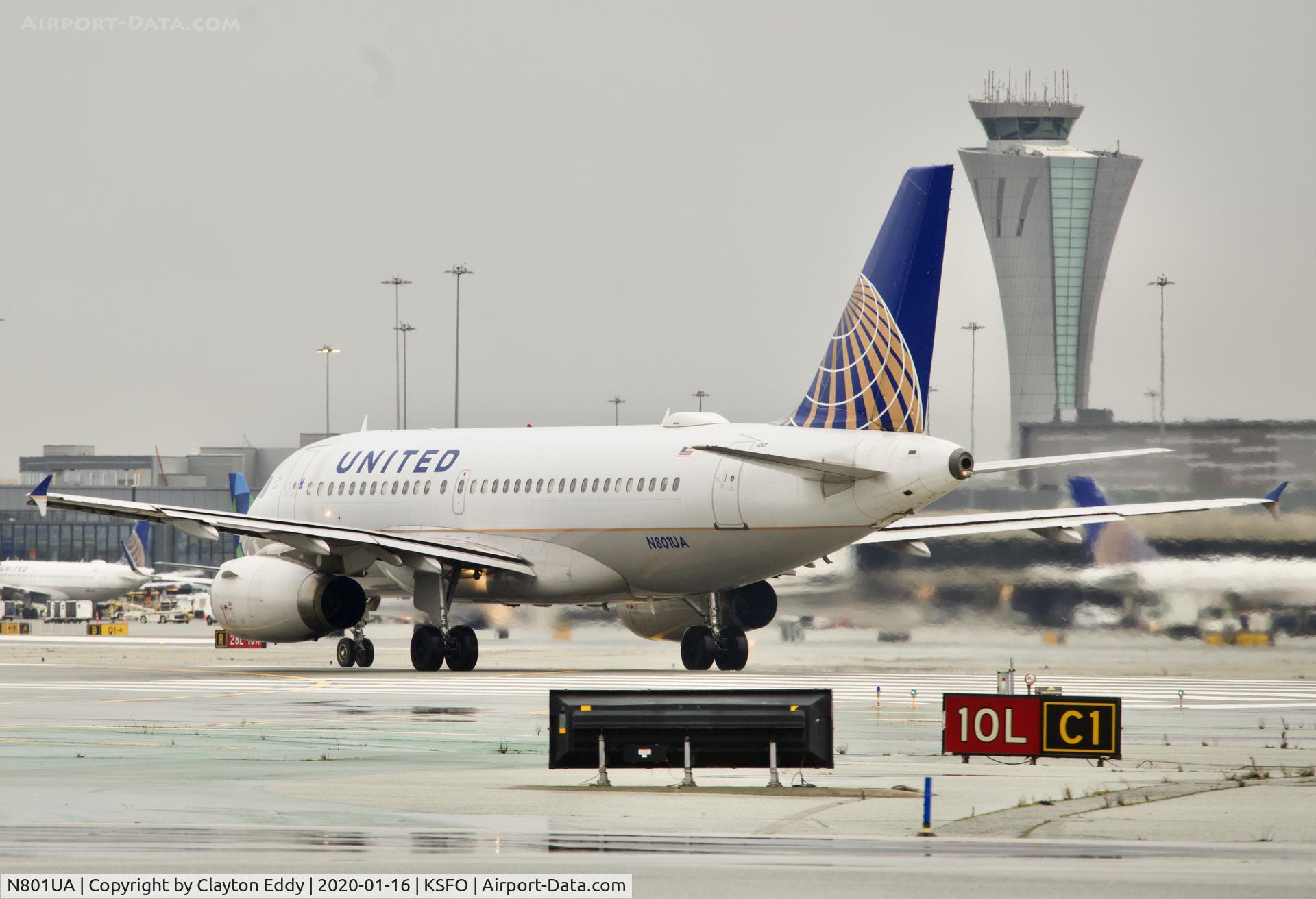 N801UA, 1997 Airbus A319-131 C/N 686, Departing runway 10 SFO 2020.