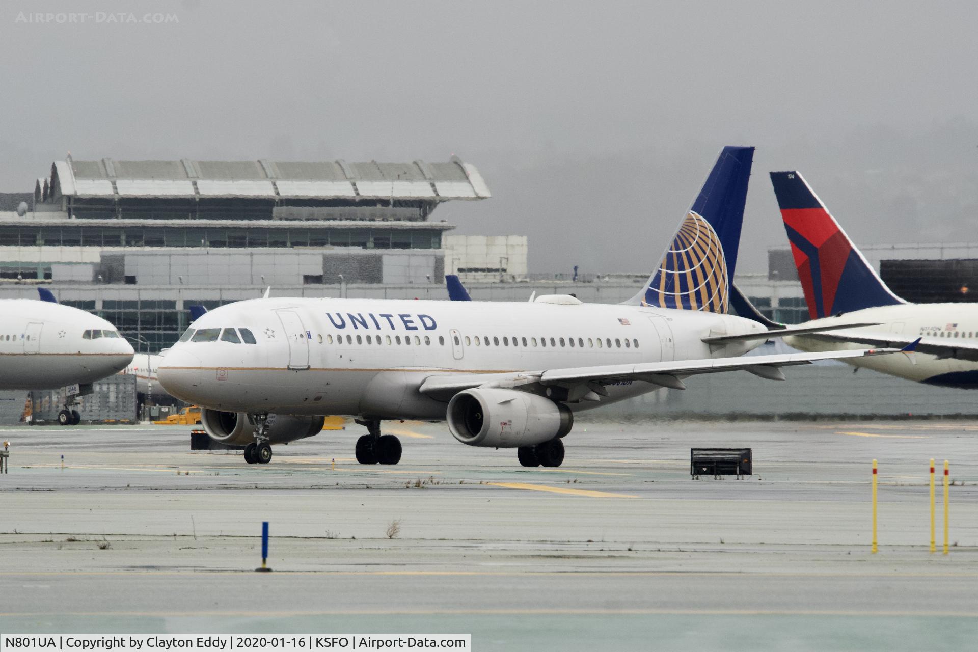 N801UA, 1997 Airbus A319-131 C/N 686, Departing runway 10 SFO 2020.