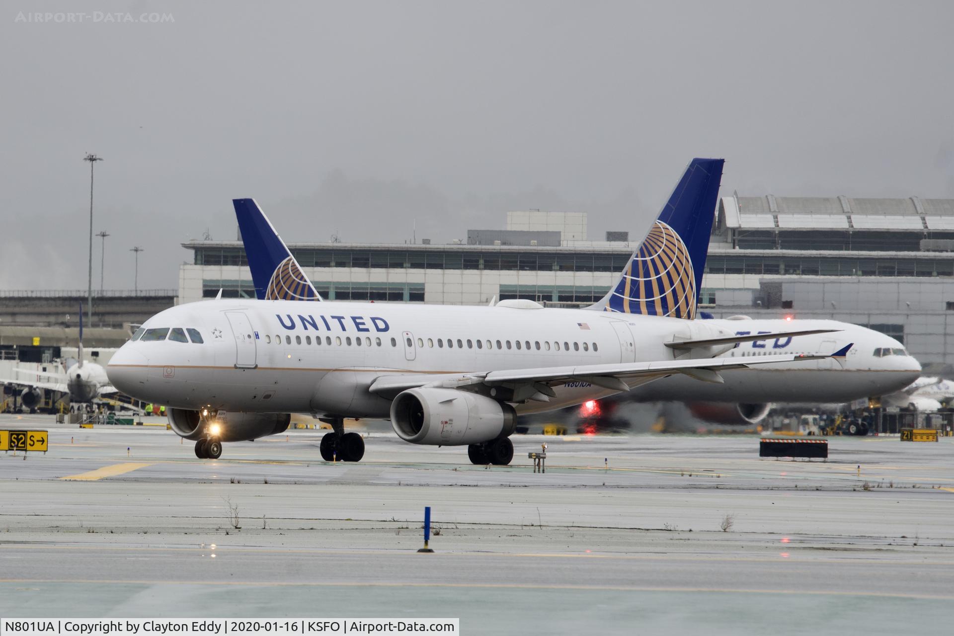 N801UA, 1997 Airbus A319-131 C/N 686, Departing runway 10 SFO 2020.