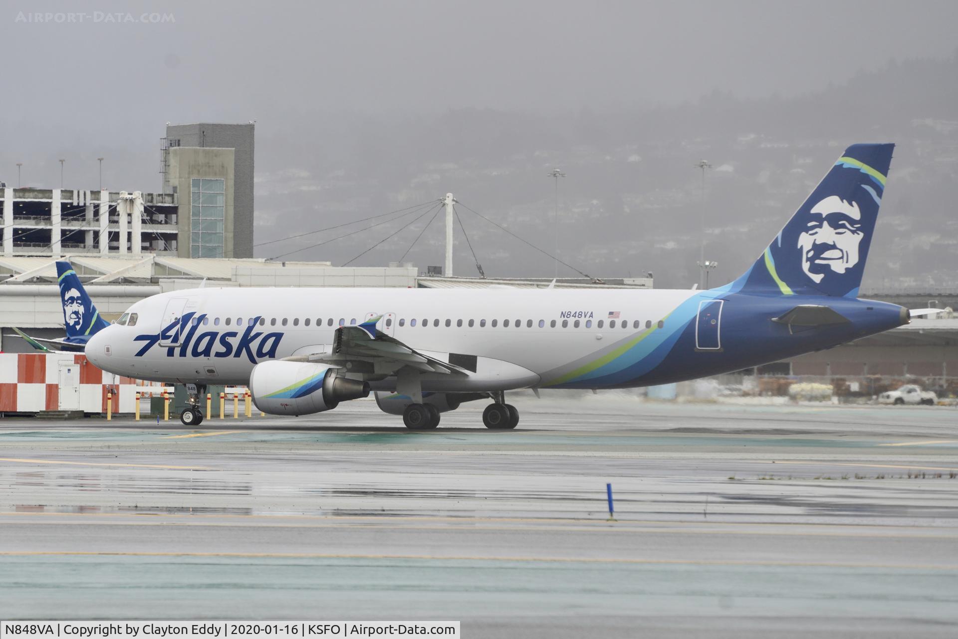 N848VA, 2011 Airbus A320-214 C/N 4959, Departing runway 10 SFO 2020.