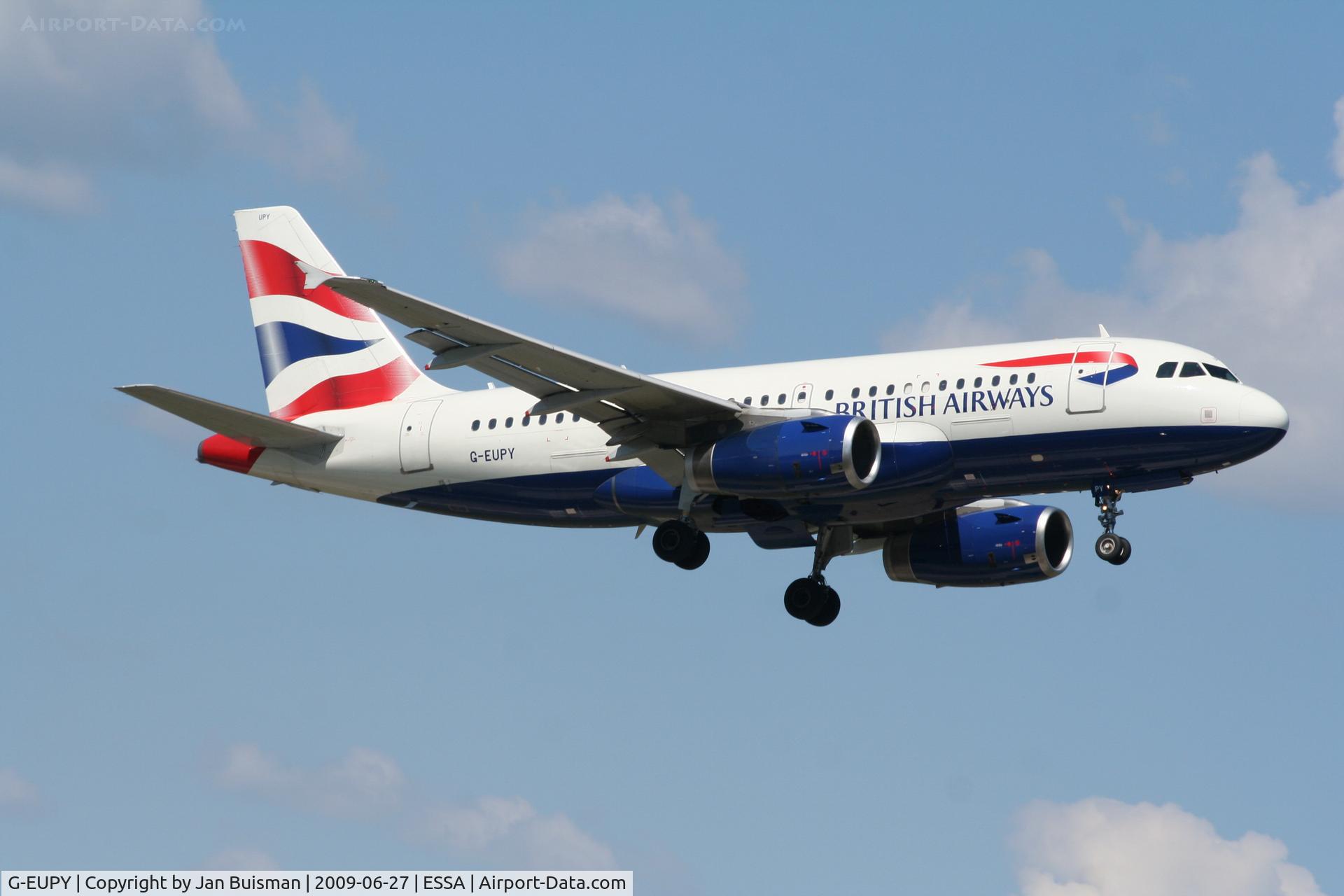 G-EUPY, 2001 Airbus A319-131 C/N 1466, British Airways
