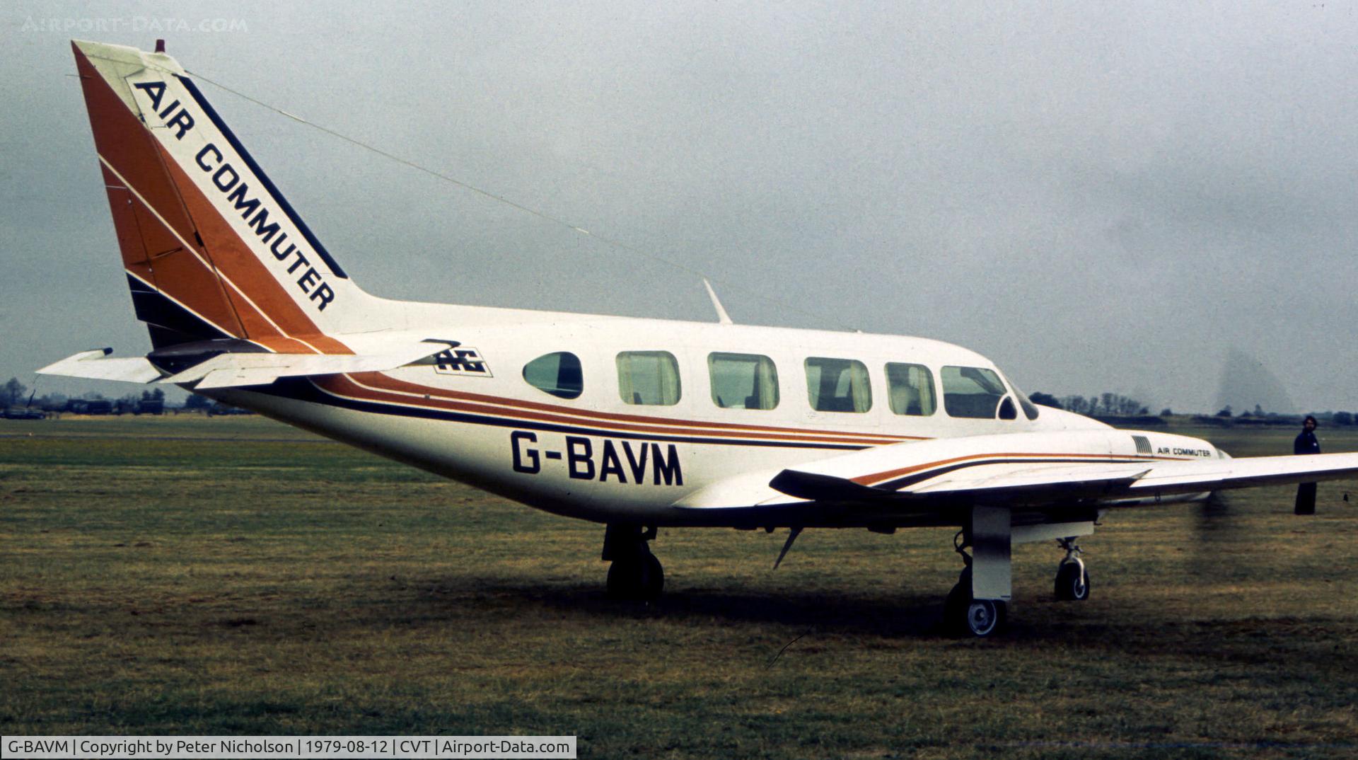 G-BAVM, 1973 Piper PA-31-350 Chieftain C/N 31-7305029, PA-31-350 Navajo Chieftain of Air Commuter Limited seen at Coventry in the Summer of 1979.