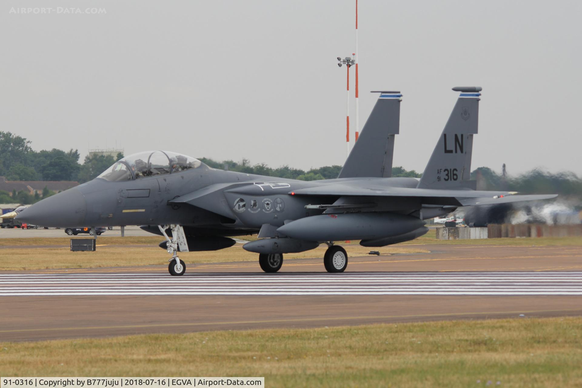 91-0316, 1991 McDonnell Douglas F-15E Strike Eagle C/N 1223/E181, at TATOO 2018