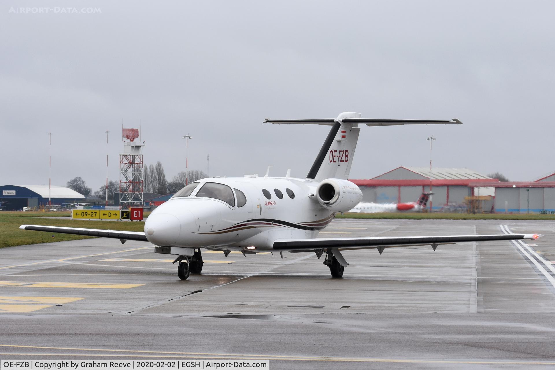 OE-FZB, 2008 Cessna 510 Citation Mustang Citation Mustang C/N 510-0145, Departing from Norwich.
