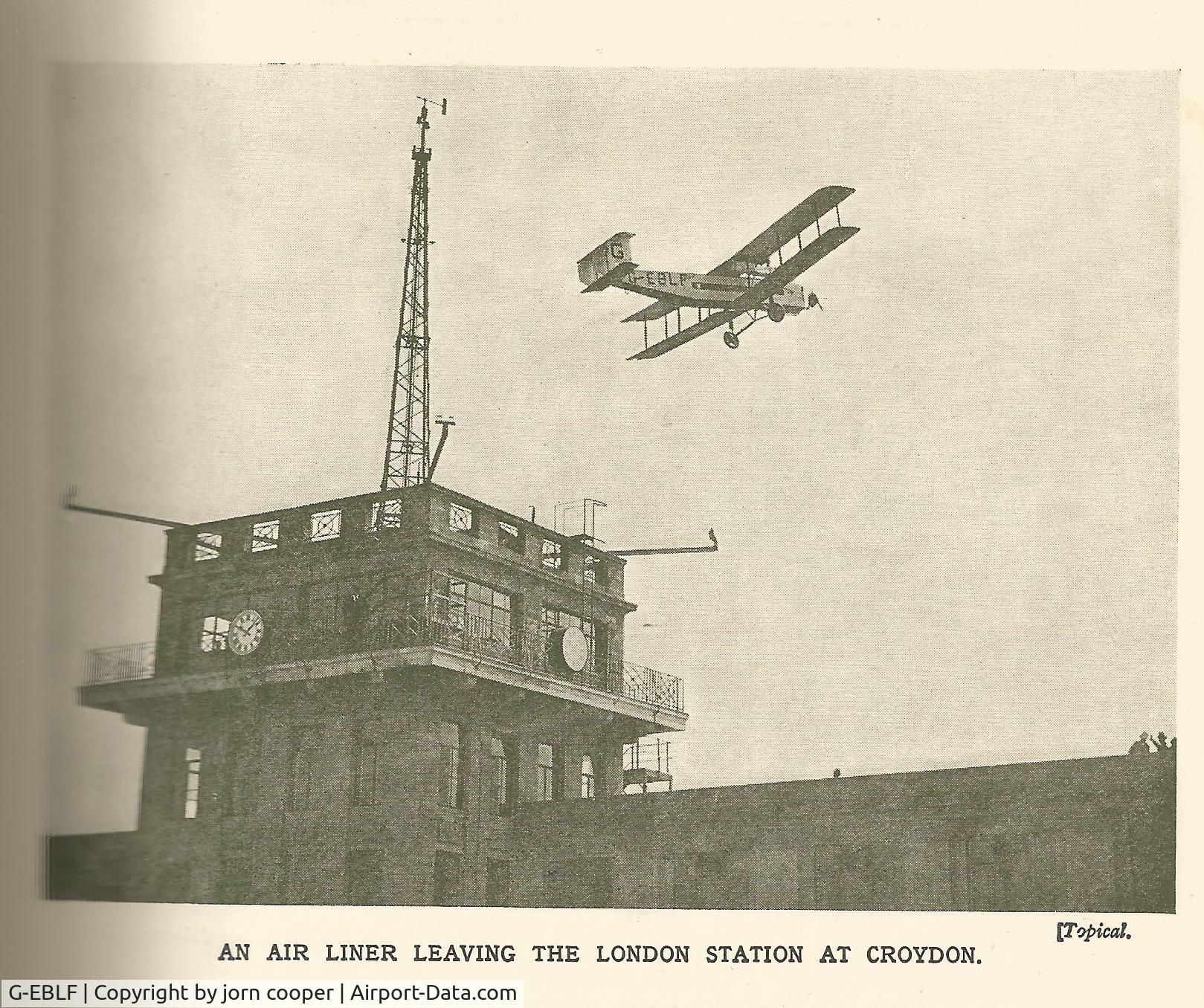 G-EBLF, 1926 Armstrong Whitworth Argosy I C/N AW154, Flying over London Station's control tower , Croydon Airport