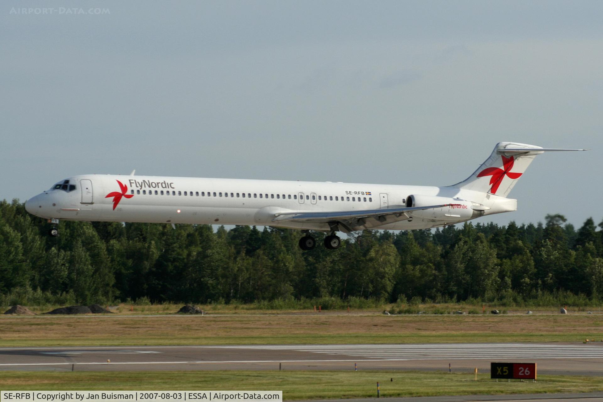 SE-RFB, 1991 McDonnell Douglas MD-82 (DC-9-82) C/N 53246, Nordic Airways