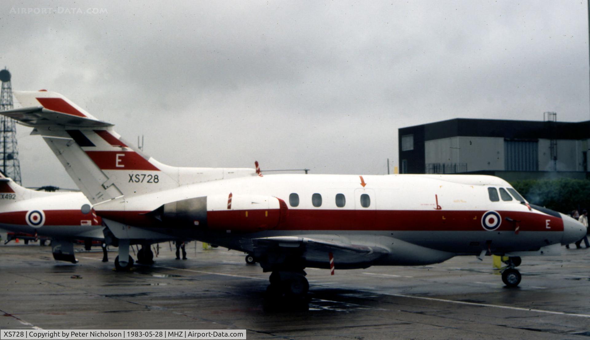 XS728, 1965 Hawker Siddeley HS.125 Dominie T.1 C/N 25048, Dominie T.1 of 6 Flying Training School at RAF Finningley on display at the 1983 RAF Mildenhall Air Fete.