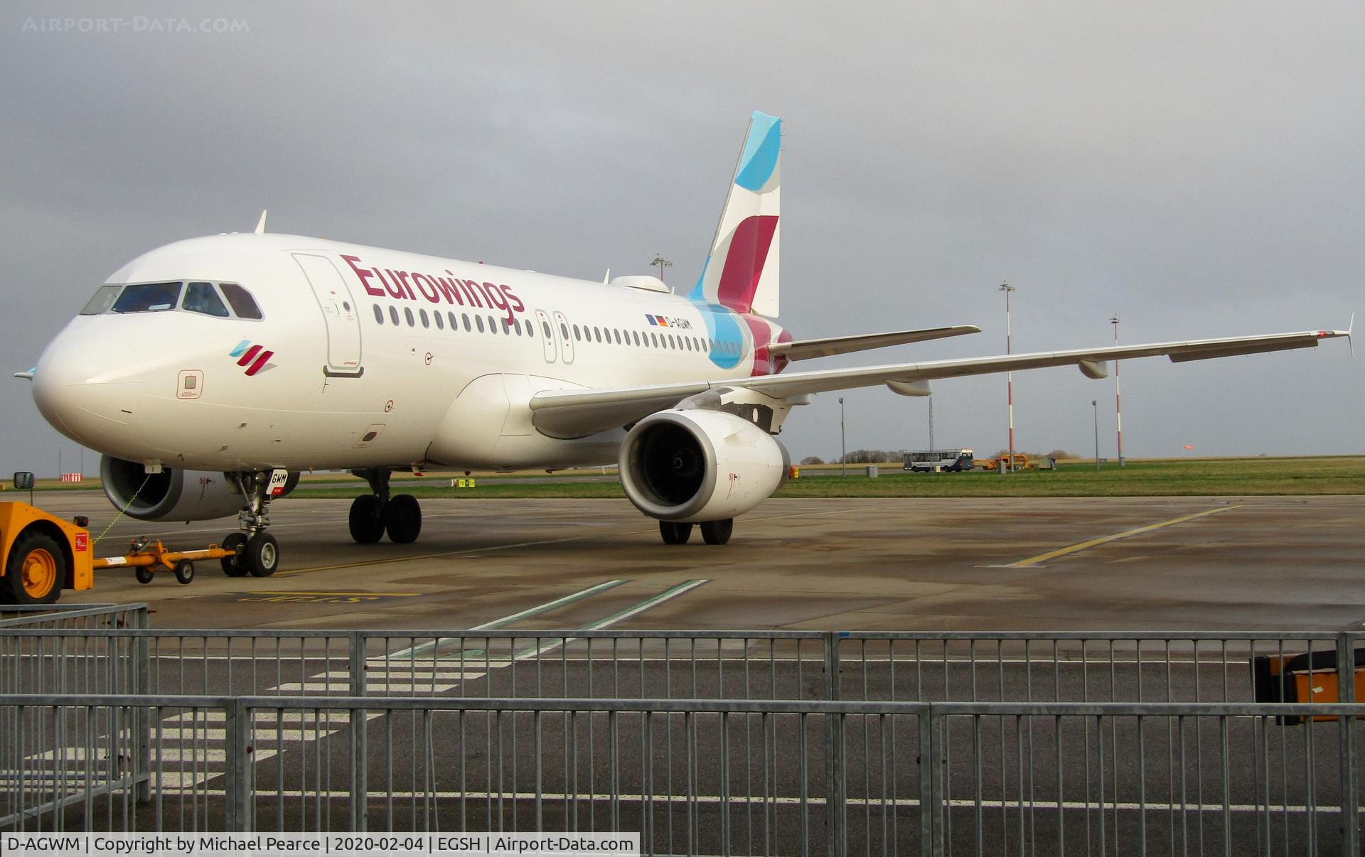 D-AGWM, 2009 Airbus A319-132 C/N 3839, Preparing to push from Stand 5 for departure to Cologne (CGN), following respray by Air Livery.