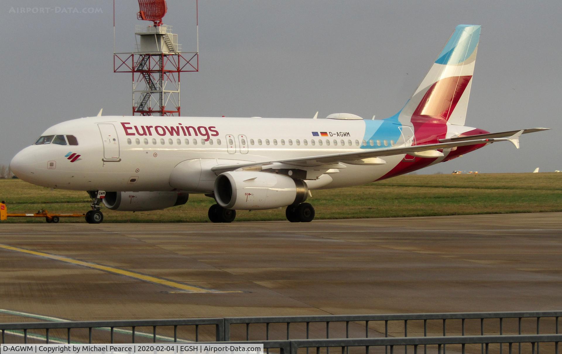 D-AGWM, 2009 Airbus A319-132 C/N 3839, Departing Stand 5 to Cologne (CGN) following respray by Air Livery.