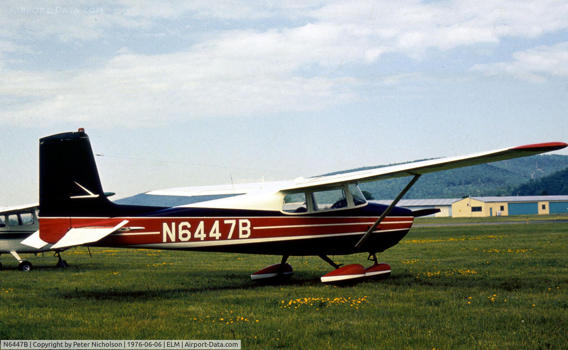 N6447B, Cessna 172 C/N 29647, This Cessna 172 Skyhawk was seen in the Summer of 1976 at Chemung County Airport, as Elmira Corning Regional was known.