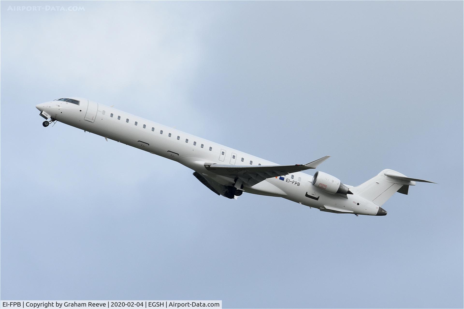 EI-FPB, 2016 Bombardier CRJ-900LR (CL-600-2D24) C/N 15399, Departing from Norwich.