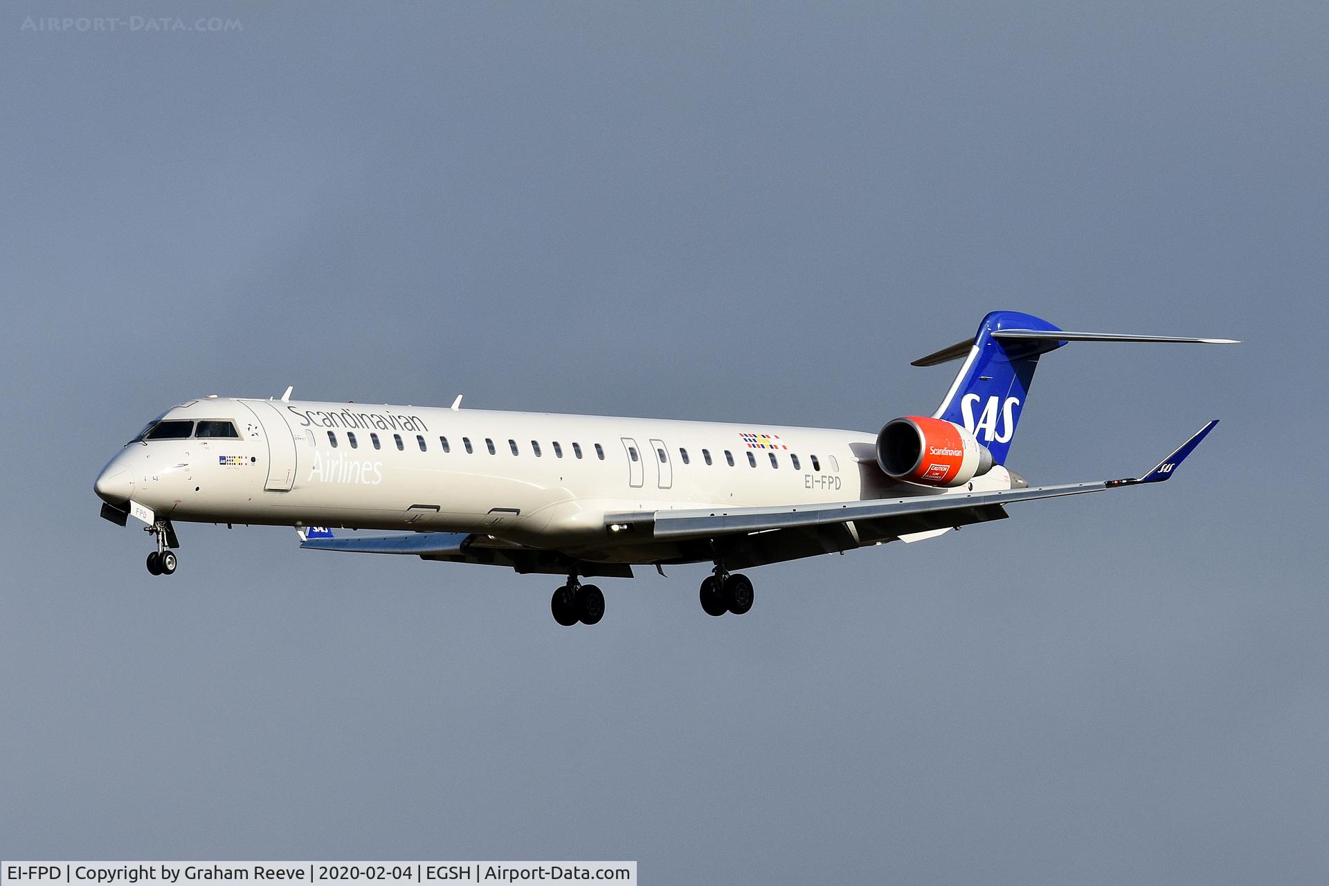 EI-FPD, 2016 Bombardier CRJ-900LR (CL-600-2D24) C/N 15401, Landing at Norwich.