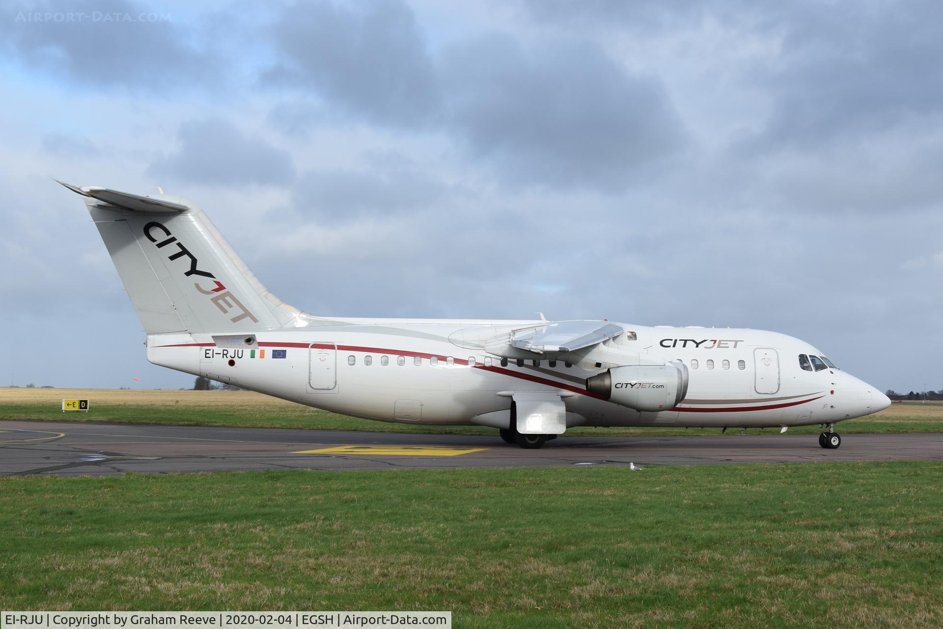 EI-RJU, 2000 British Aerospace Avro 146-RJ85A C/N E2367, Just landed at Norwich.
