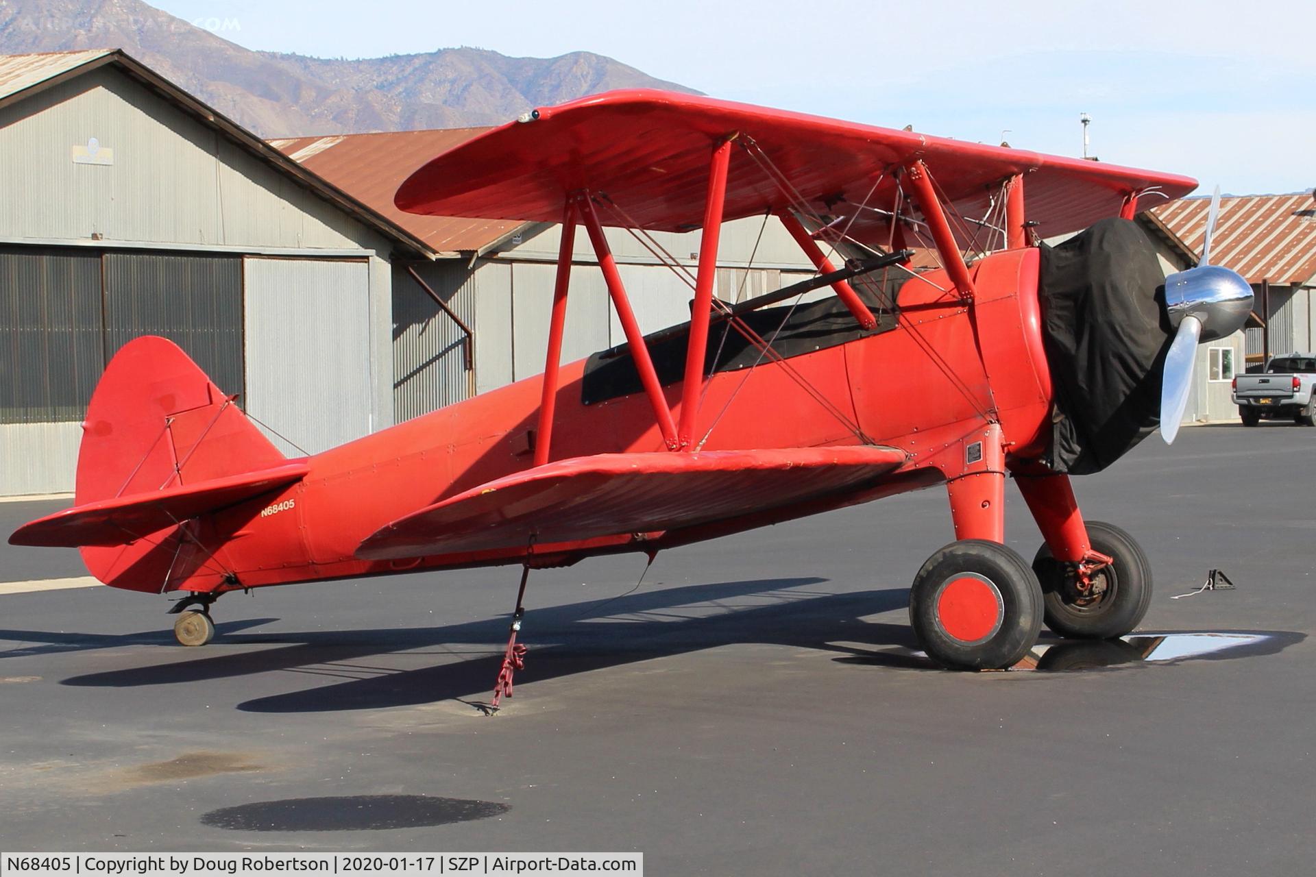 N68405, 1943 Boeing A75N1(PT17) C/N 75-7759, 1943 Boeing STEARMAN A75N1 (PT-17), Pratt & Whitney R985 WASP Jr. 450 Hp upgrade, Restricted Class. Anyone for wing-walking?