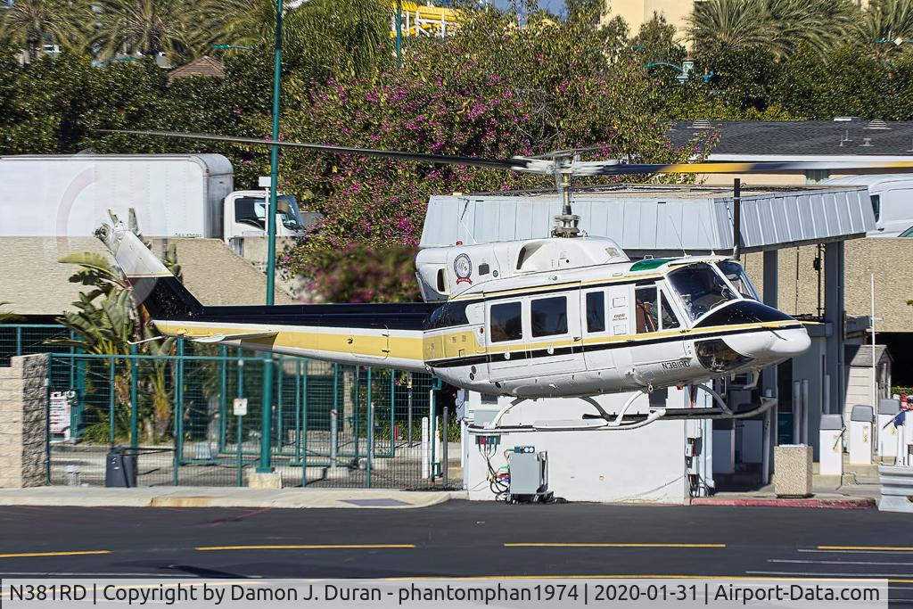 N381RD, 1977 Bell 212 C/N 30850, Departing the HAI Heli-Expo 2020 at the Anaheim Convention Center
