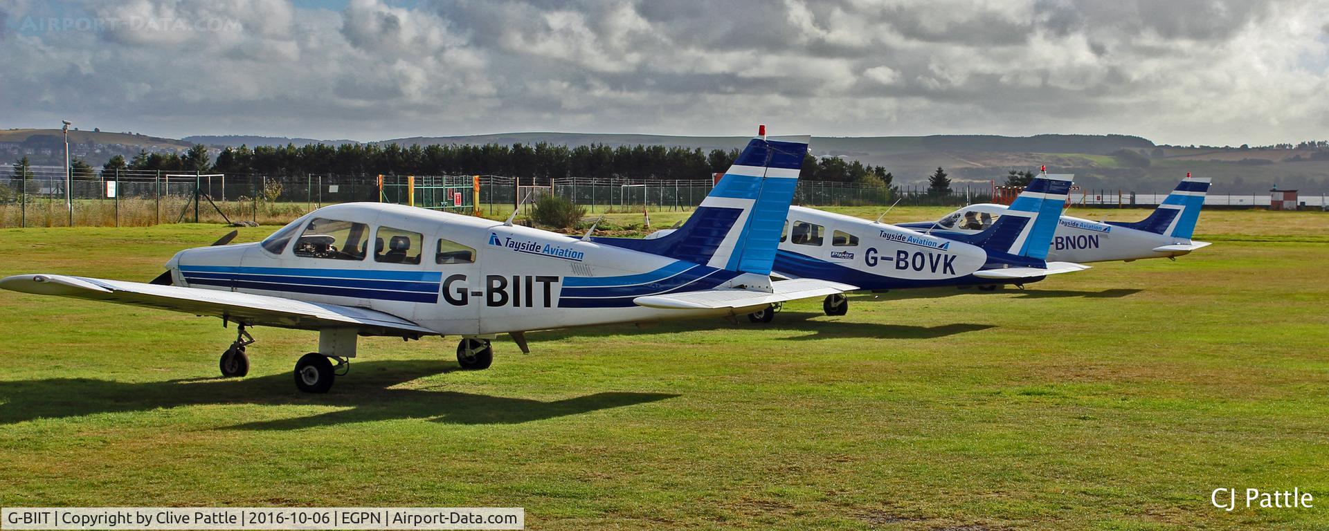G-BIIT, 1980 Piper PA-28-161 Cherokee Warrior II C/N 28-8116052, Line-up of Tayside Aviation PA-28's at their base at Dundee Riverside EGPN