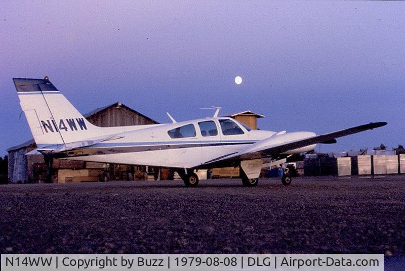 N14WW, 1968 Beech D55 Baron C/N TE-593, Aircraft based Dillingham, Alaska circa 1979.  Mostly flown between villages in SW AK and to Anchorage.  Ball Brothers Inc.
