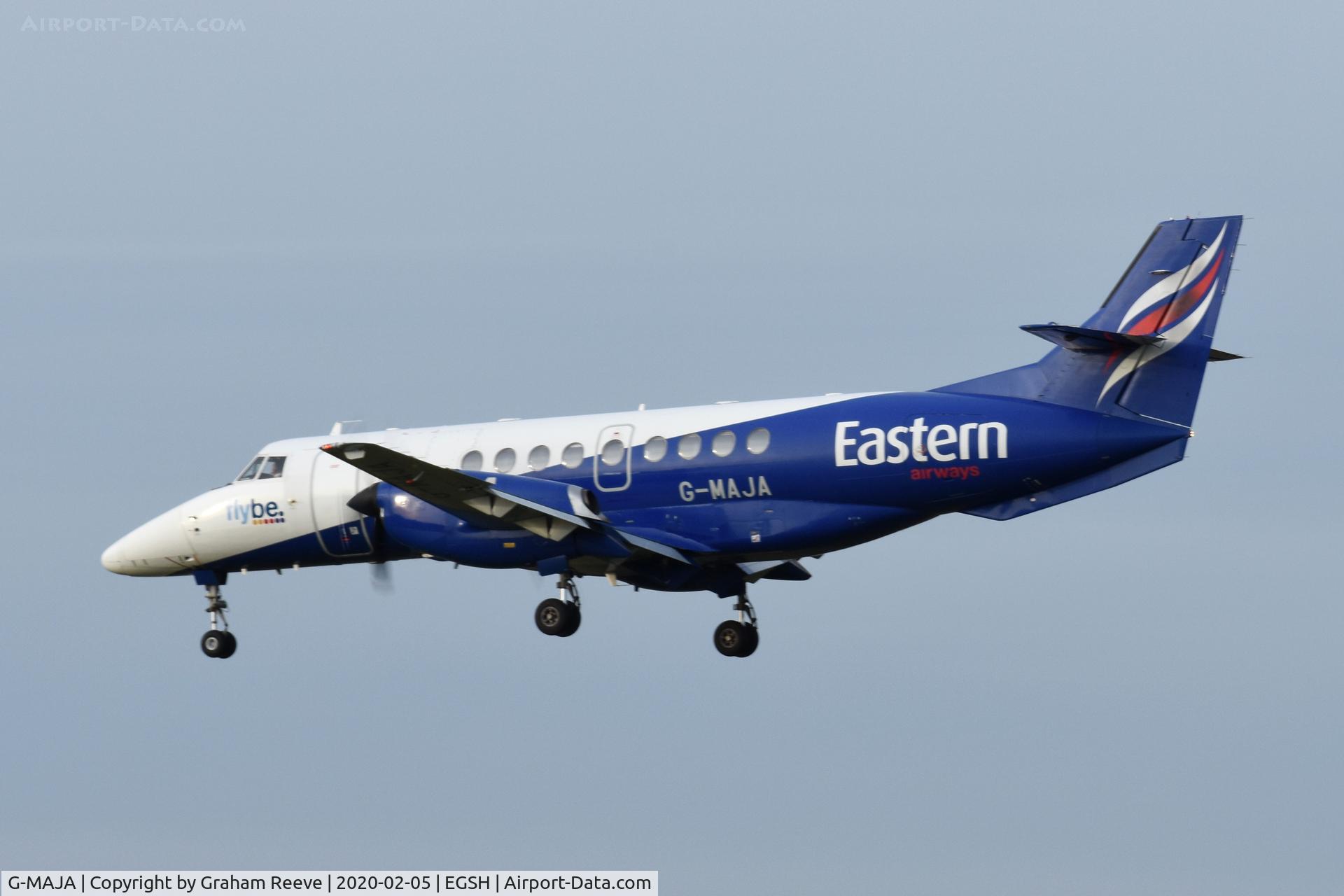 G-MAJA, 1994 British Aerospace Jetstream 41 C/N 41032, Landing at Norwich.