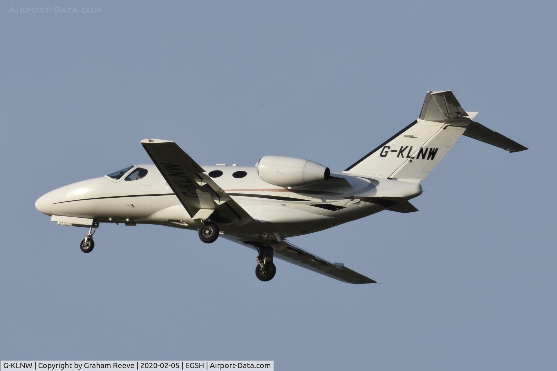 G-KLNW, 2008 Cessna 510 Citation Mustang Citation Mustang C/N 510-0157, Departing from Norwich.