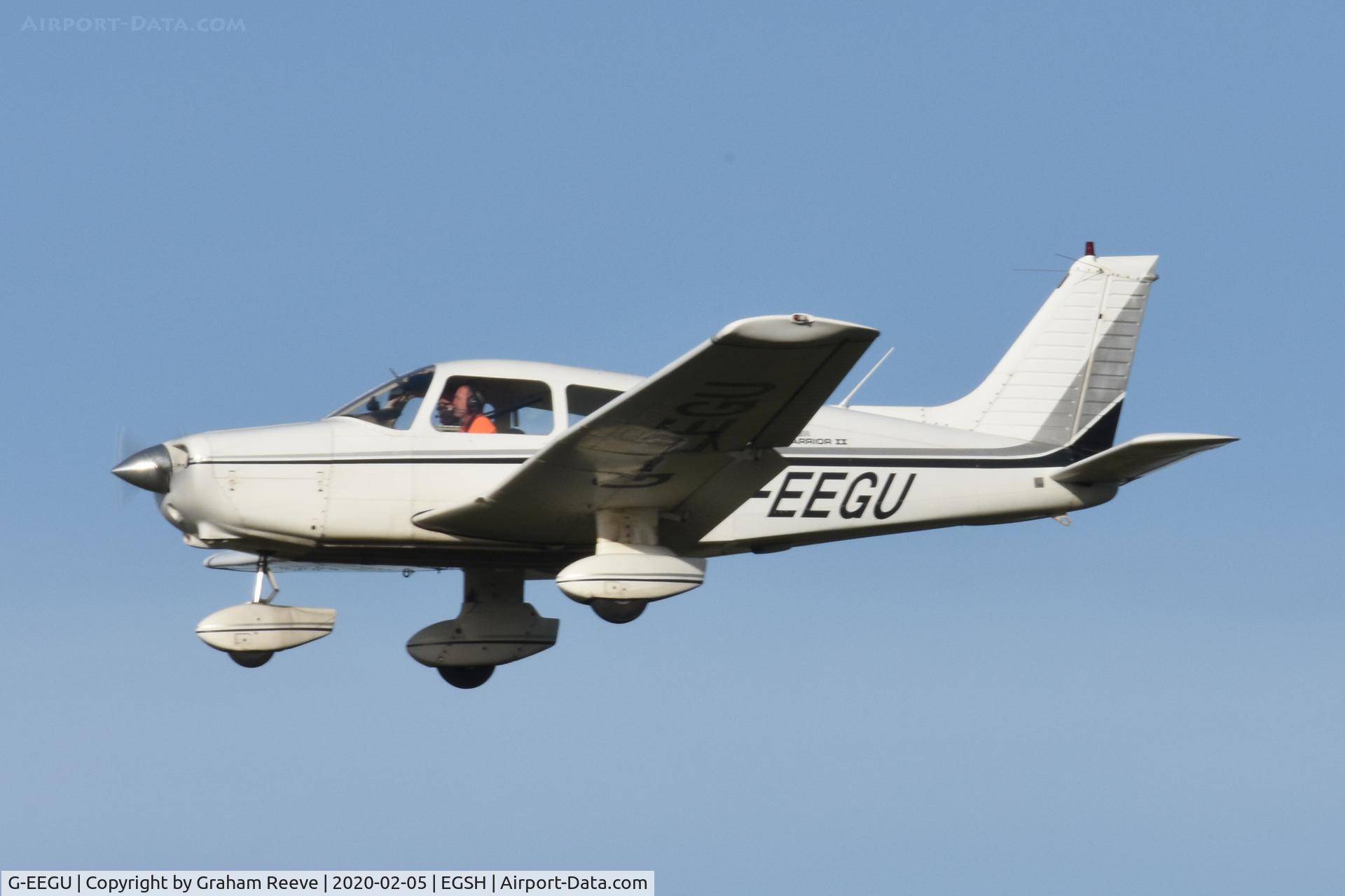 G-EEGU, 1979 Piper PA-28-161 Cherokee Warrior II C/N 28-7916457, Landing at Norwich.