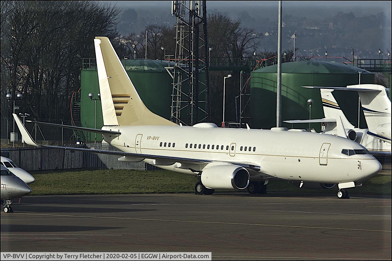 VP-BVV, 1999 Boeing 737-73U BBJ C/N 29200, At Luton