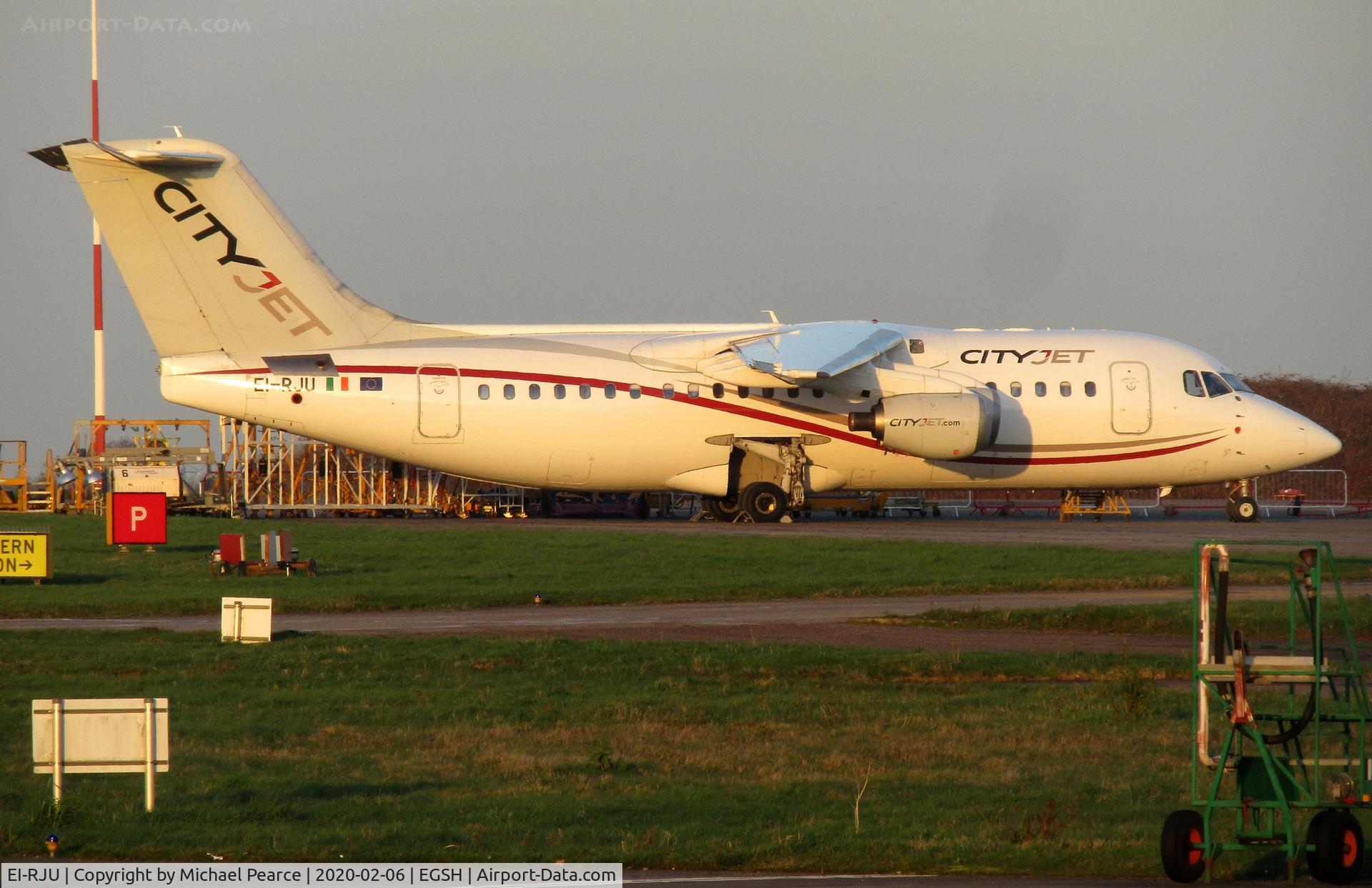 EI-RJU, 2000 British Aerospace Avro 146-RJ85A C/N E2367, Parked on the Eastern Apron for some minor maintenance work.