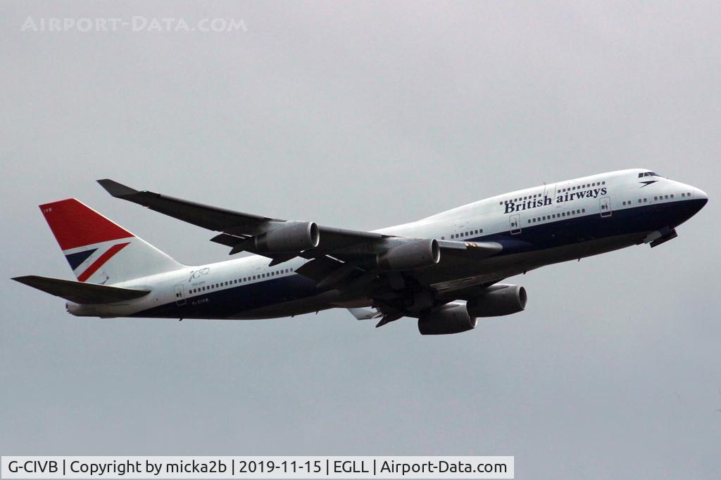G-CIVB, 1994 Boeing 747-436 C/N 25811, Take off. Scrapped in october 2020.