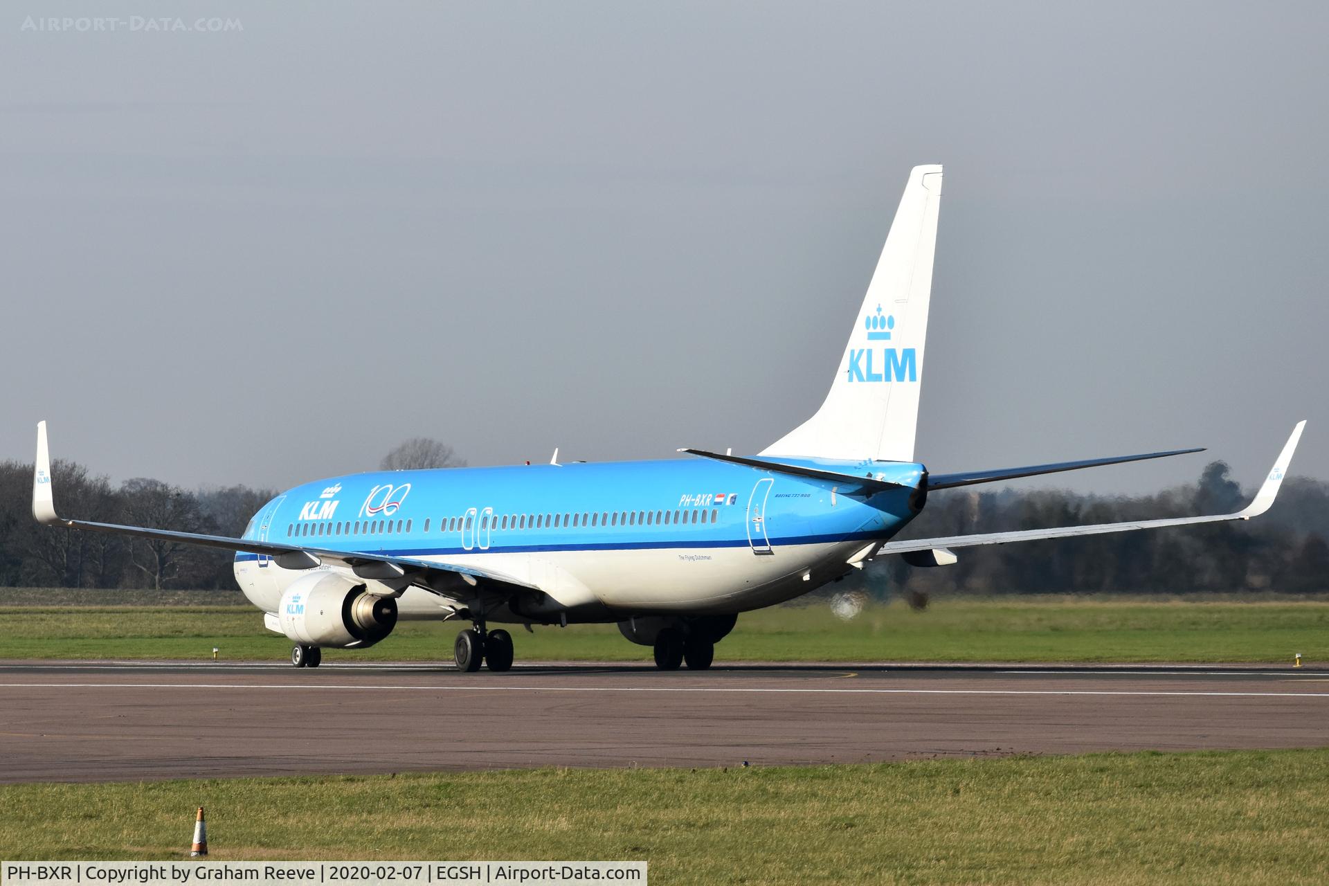 PH-BXR, 2001 Boeing 737-9K2 C/N 29601, Just landed at Norwich.