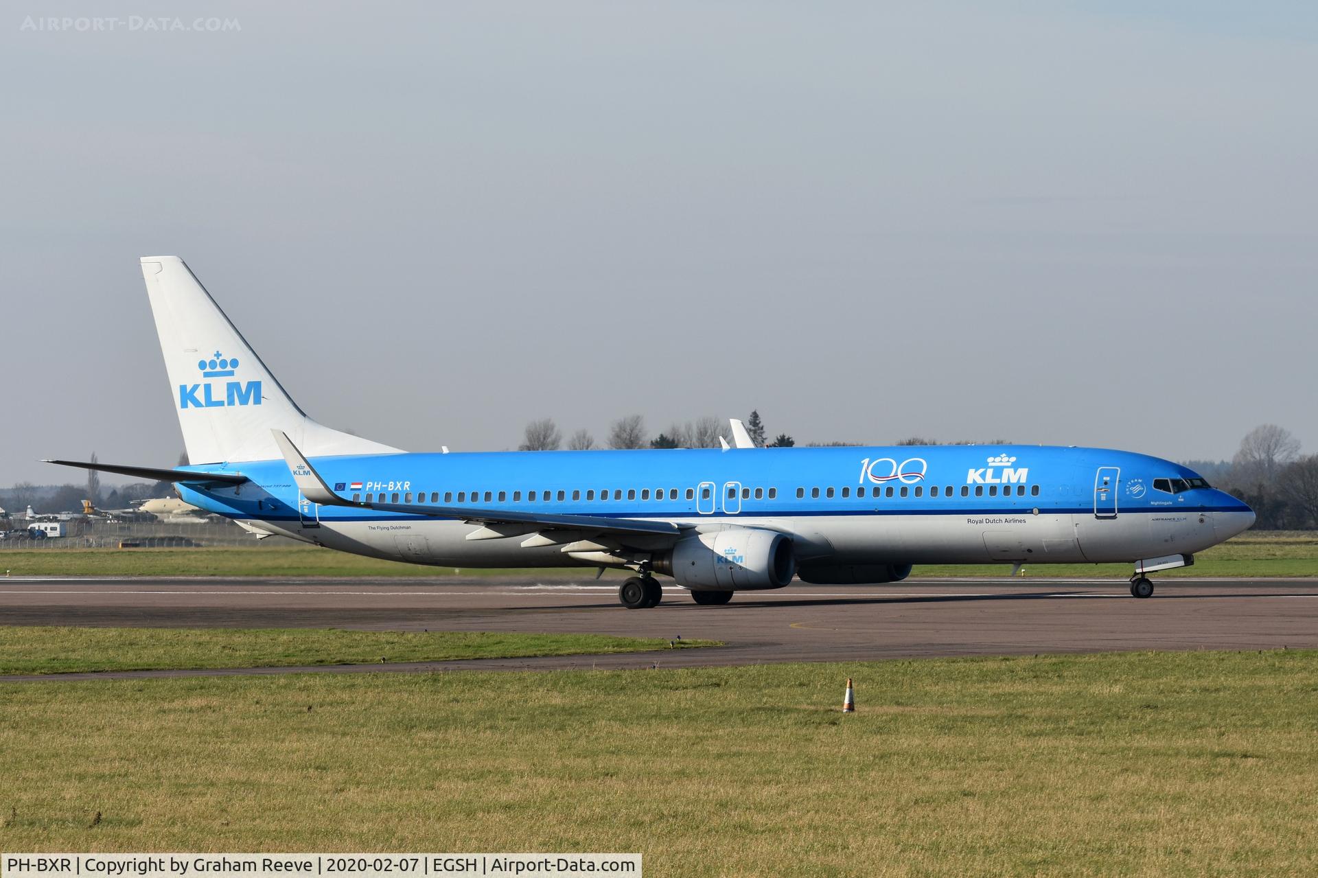 PH-BXR, 2001 Boeing 737-9K2 C/N 29601, Just landed at Norwich.