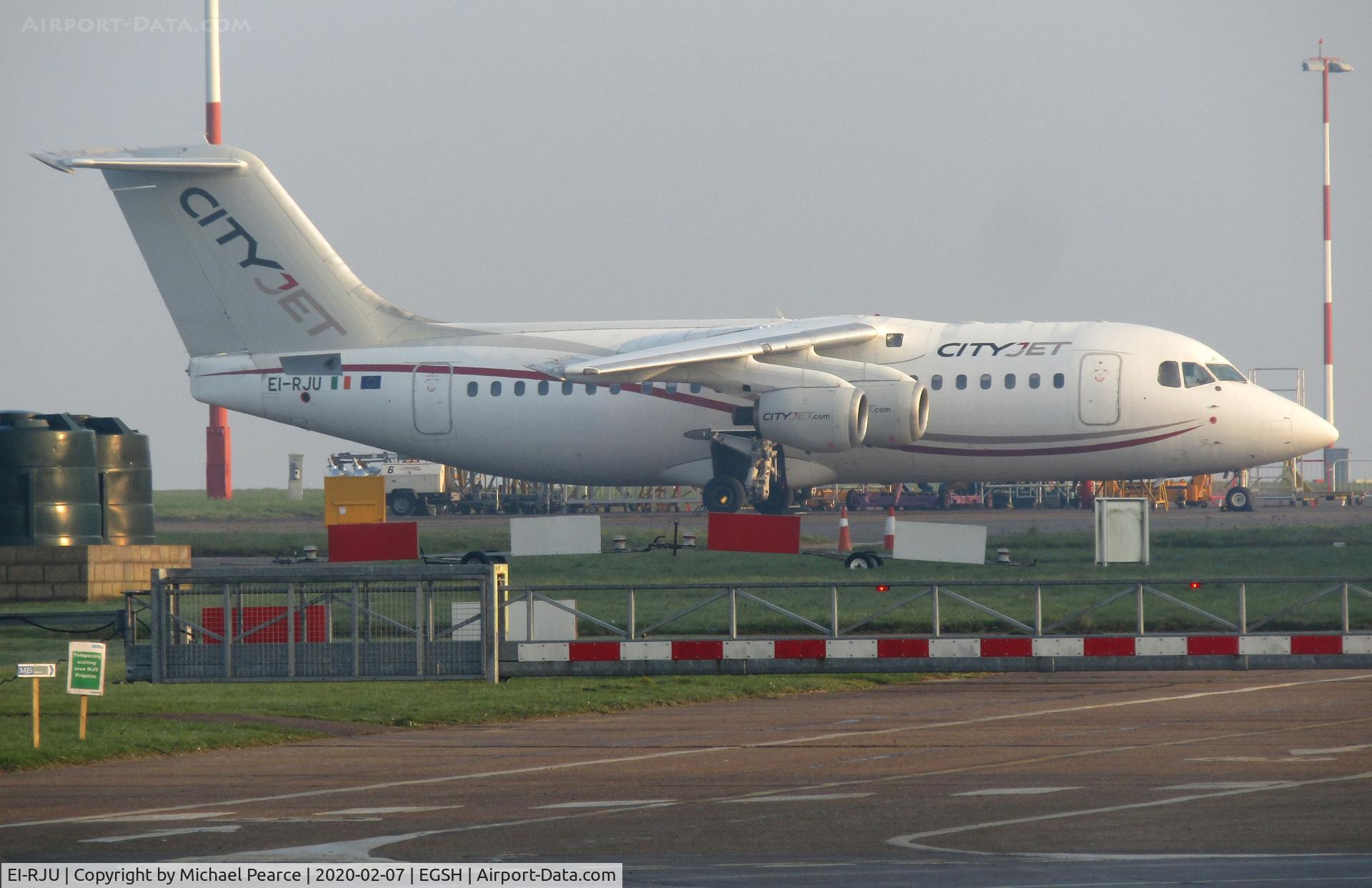 EI-RJU, 2000 British Aerospace Avro 146-RJ85A C/N E2367, Parked on the Eastern Apron for some minor maintenance work.