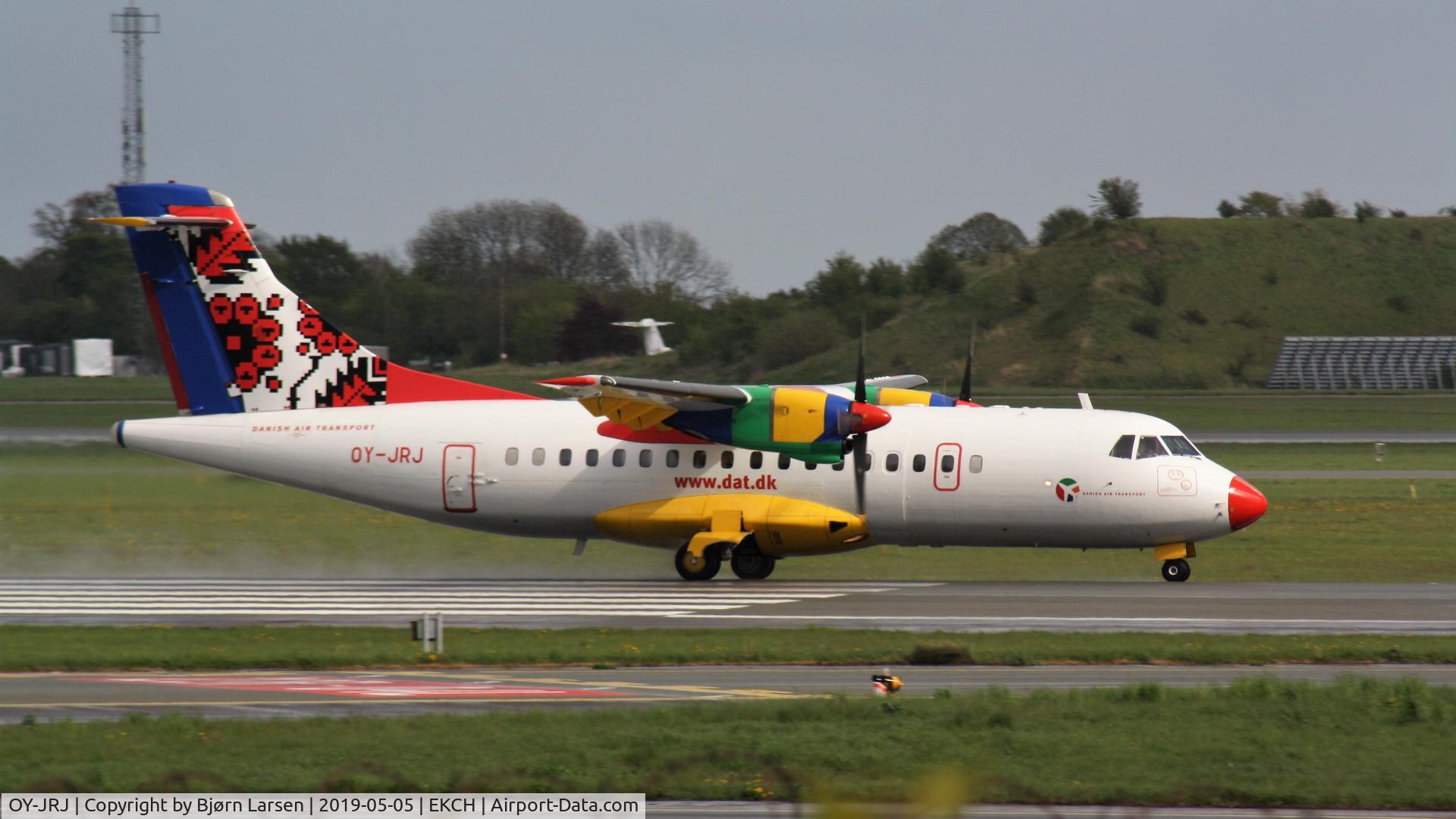OY-JRJ, 1987 ATR 42-320 C/N 036, Danish Air Transport. A mostly domestic airline with colourful livery.