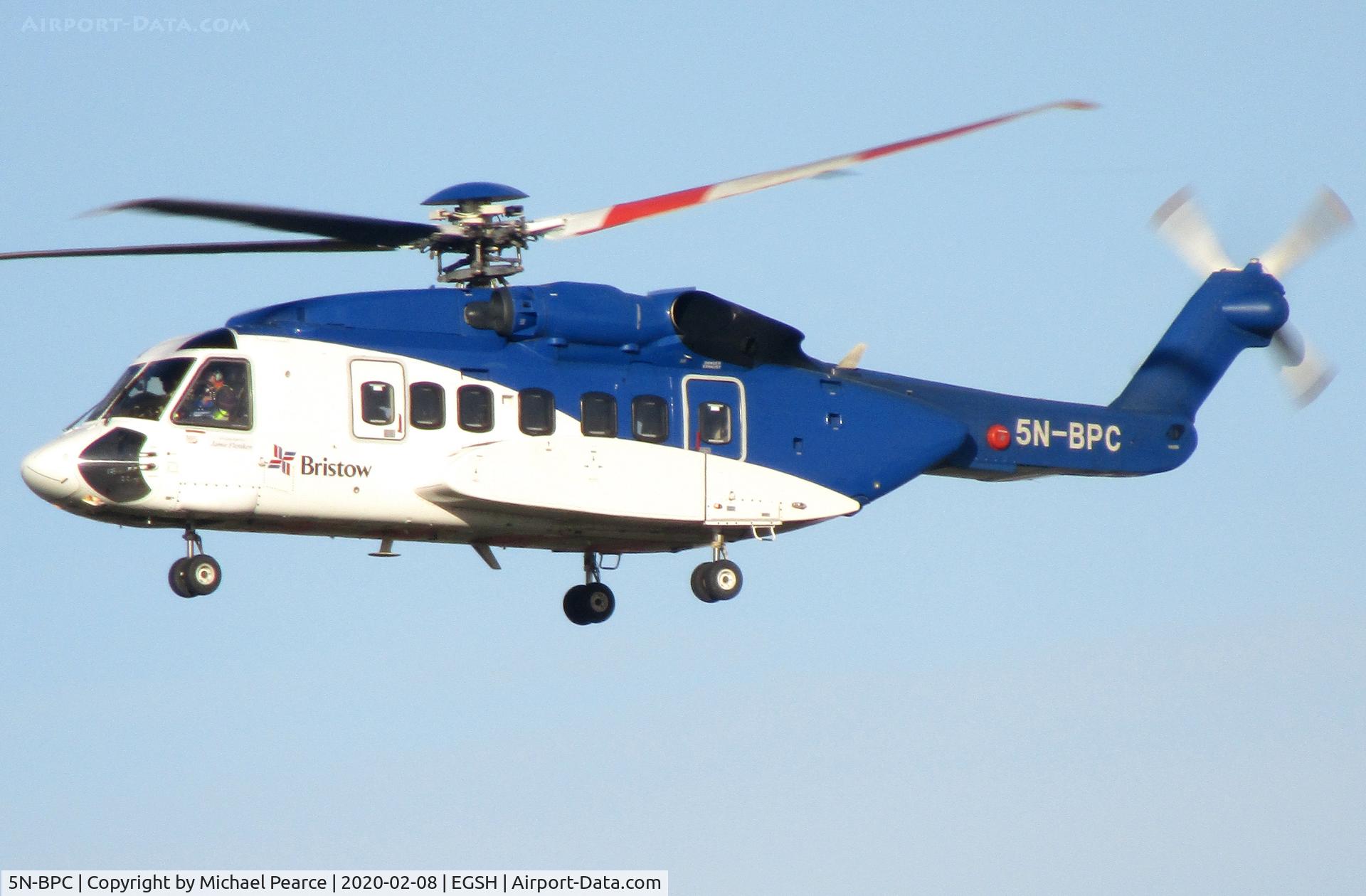 5N-BPC, 2013 Sikorsky S-92A C/N 920212, Departing RWY 27 to Aberdeen (ABZ) following refuel, whilst on transfer from Nigeria. Named 