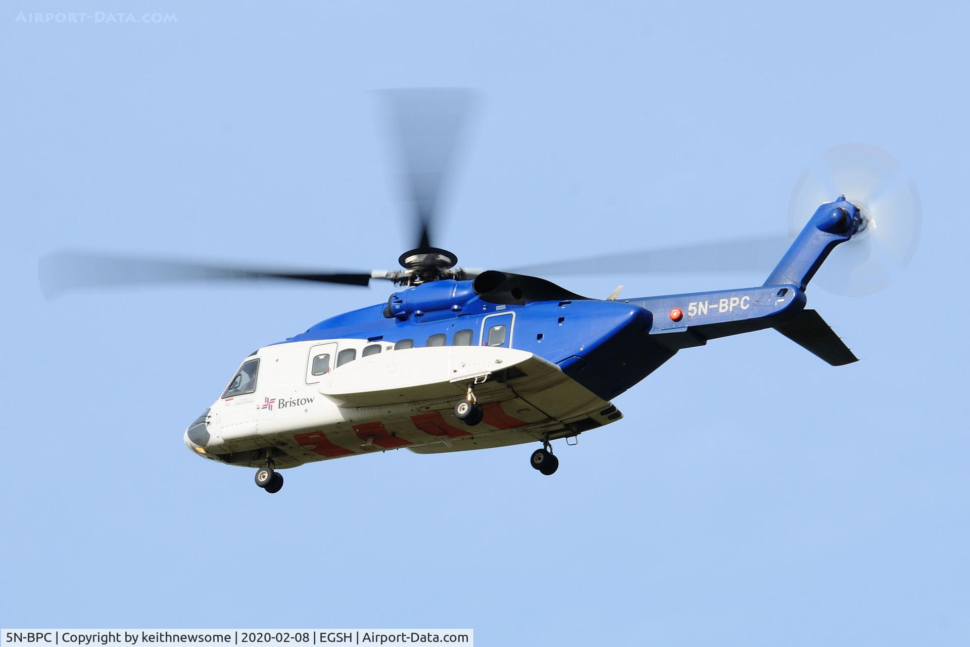 5N-BPC, 2013 Sikorsky S-92A C/N 920212, Arriving at Norwich from Perpignan.