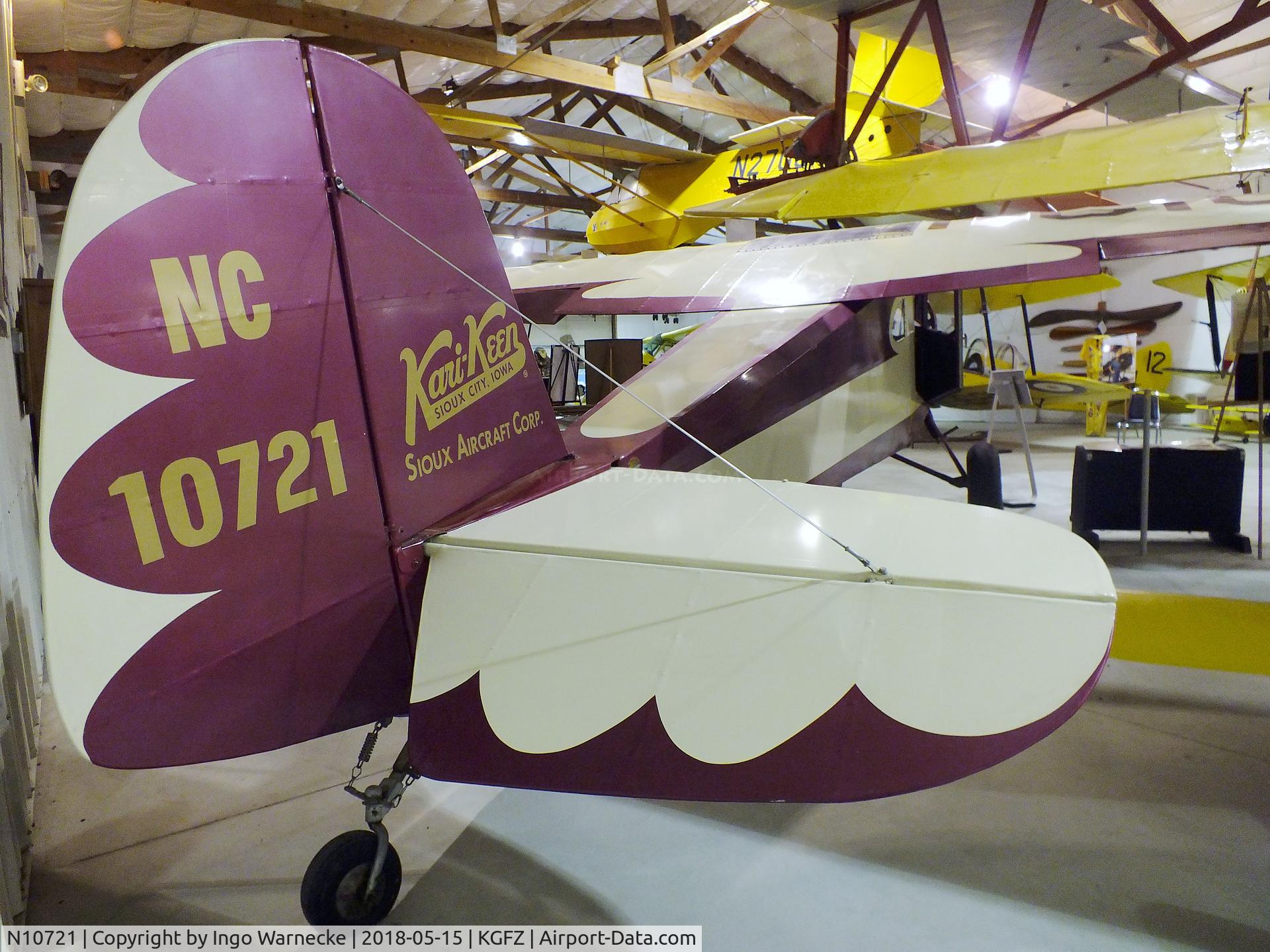 N10721, 1933 Sioux COUPE 90-B C/N 401, Sioux Kari-Keen Coupe 90-B at the Iowa Aviation Museum, Greenfield IA