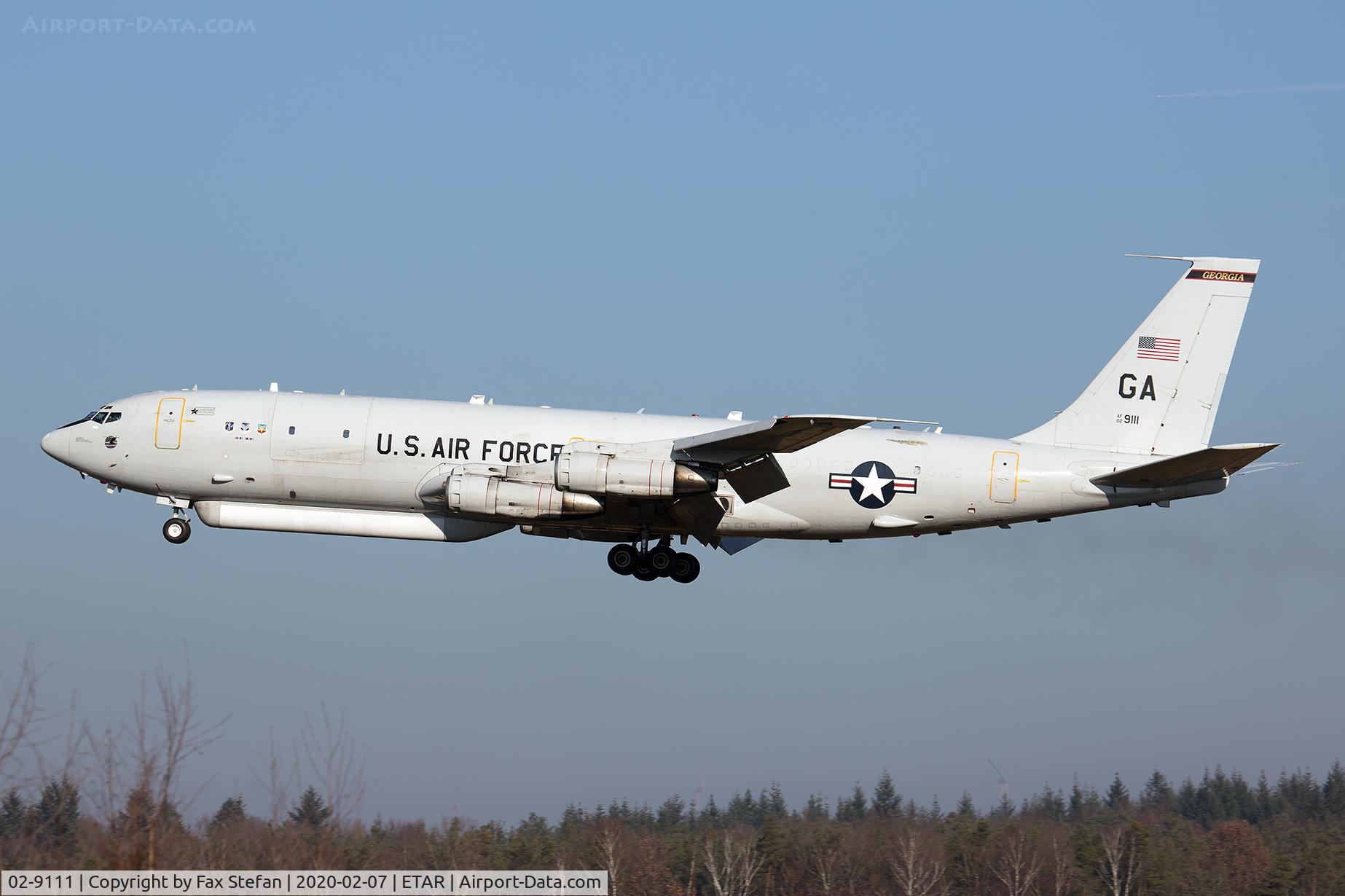 02-9111, 1967 Boeing E-8C J-STARS C/N 19581, landing at RMS