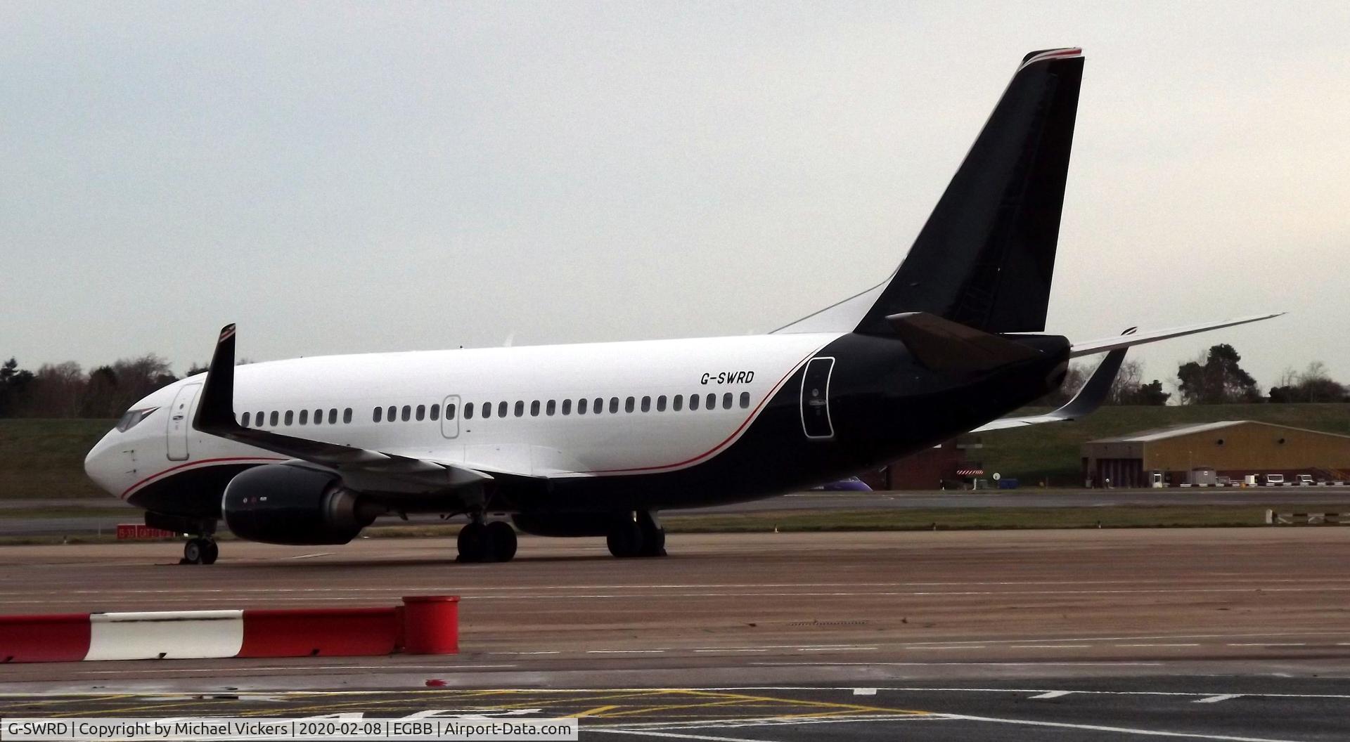 G-SWRD, 1995 Boeing 737-3L9 C/N 27834, parked on the elmdon apron