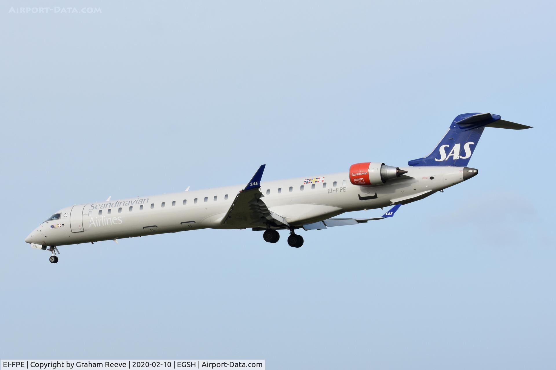 EI-FPE, 2016 Bombardier CRJ-900LR (CL-600-2D24) C/N 15402, Landing at Norwich.