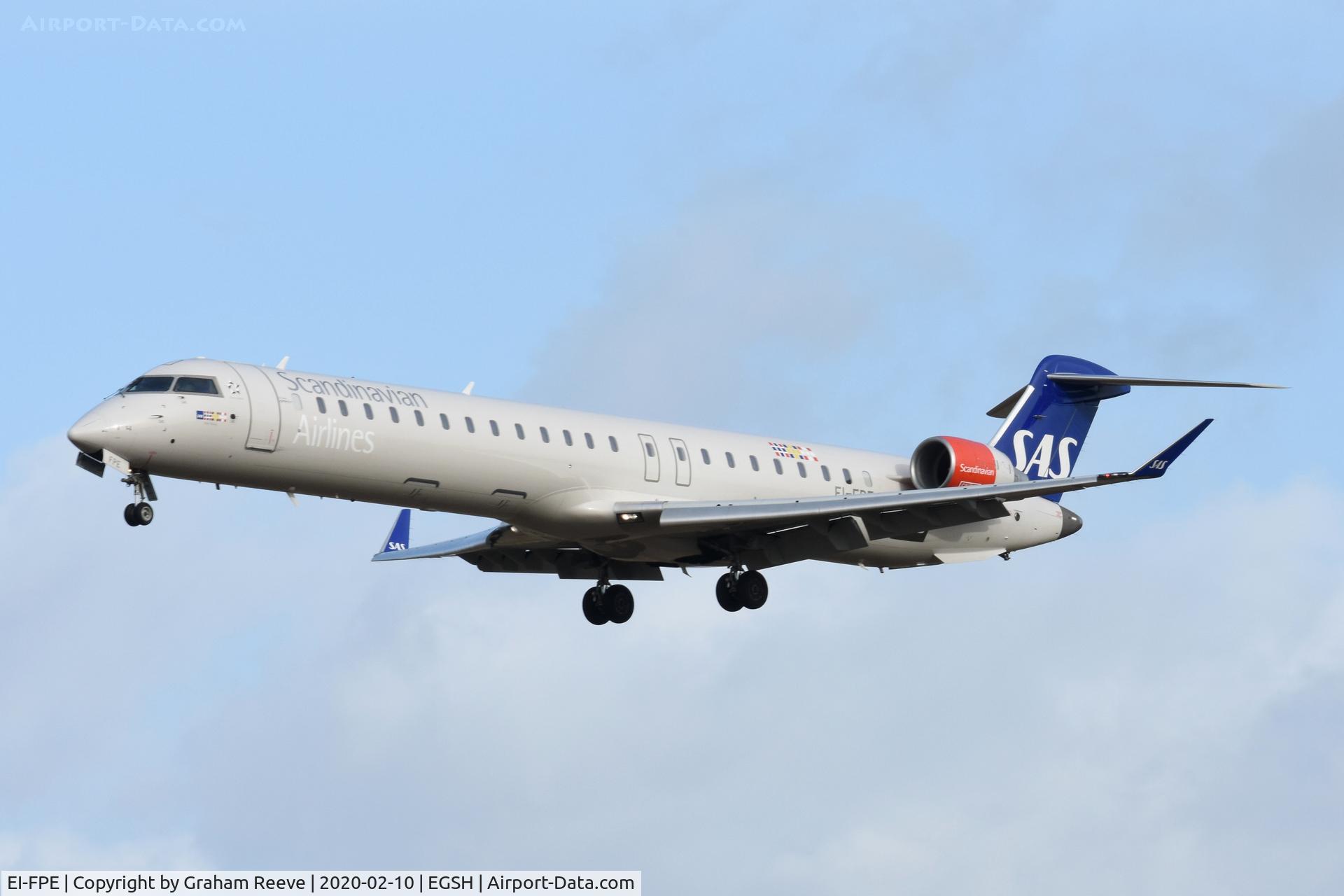 EI-FPE, 2016 Bombardier CRJ-900LR (CL-600-2D24) C/N 15402, Landing at Norwich.