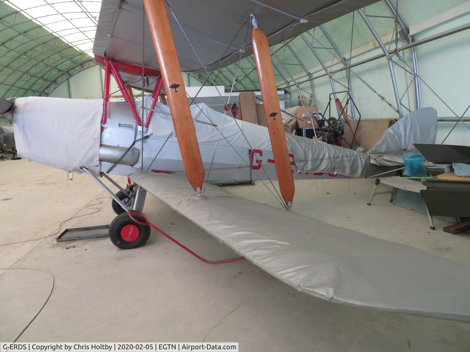 G-ERDS, 1943 De Havilland DH-82A Tiger Moth II C/N 85028, Hangared at its home base Enstone Aerodrome, Oxon
