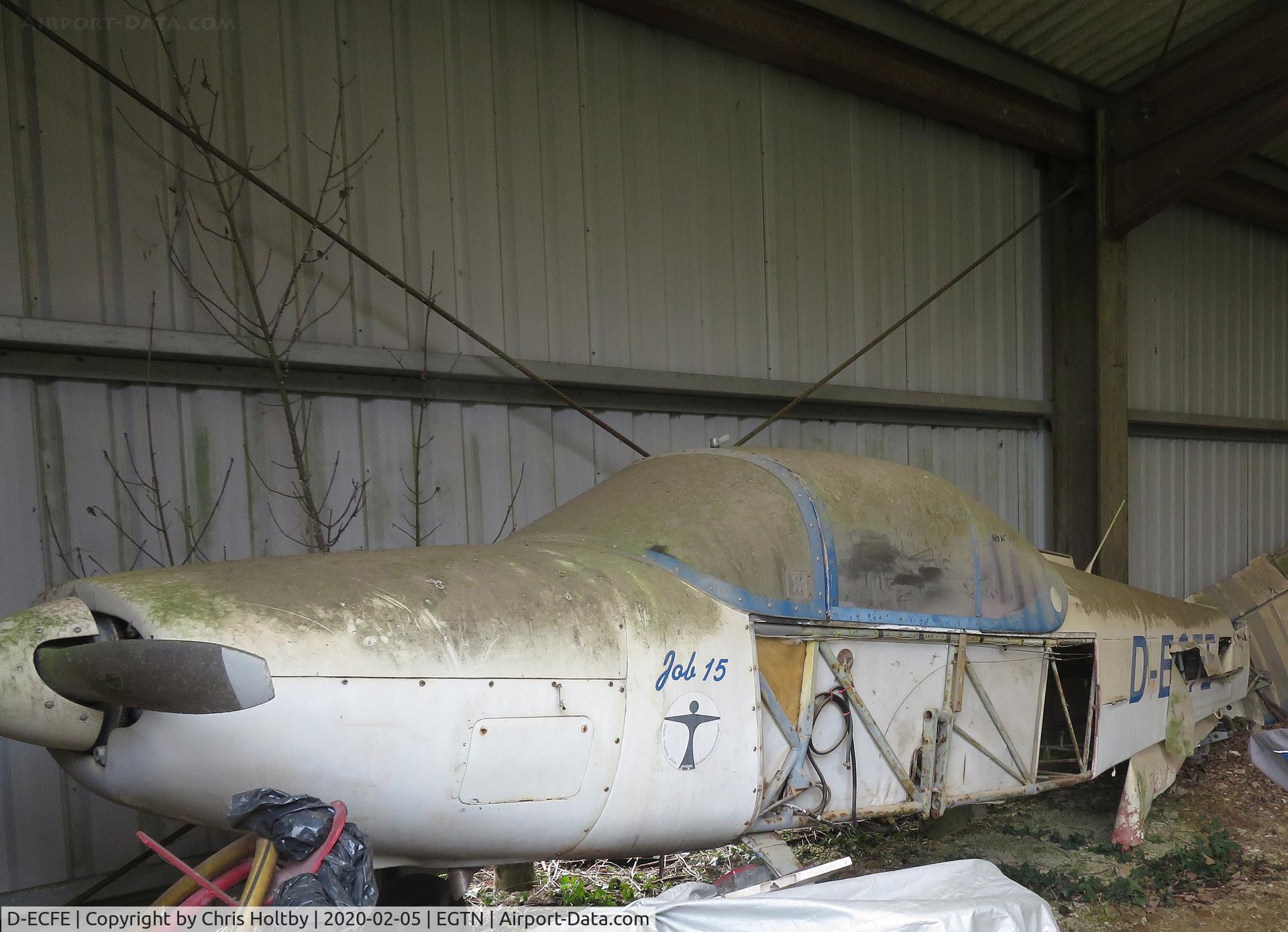 D-ECFE, 1960 Oberlerchner Job 15-150 C/N 058, Sadly rotting away slowly in a hangar at Enstone, wings off. Shame really, the only Oberlechner I've seen.