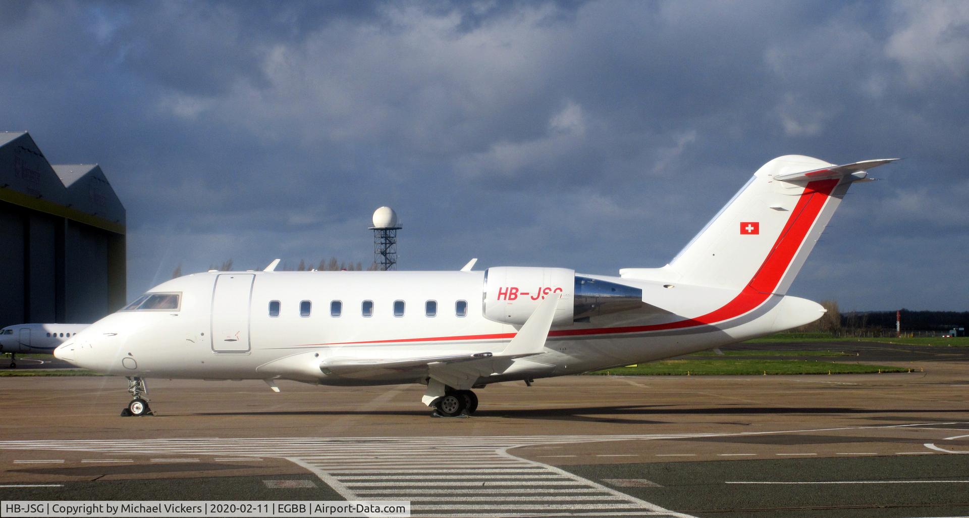 HB-JSG, 2013 Bombardier Challenger 605 (CL-600-2B16) C/N 5963, parked on the elmdon apron