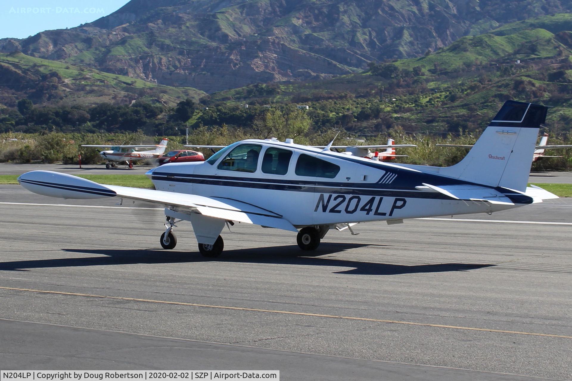 N204LP, 1988 Beech F33A Bonanza C/N CE-1262, 1988 Beech F33A BONANZA, Continental IO-520 285 Hp, 6 seats, long fuselage version, 34 were built, taxi  