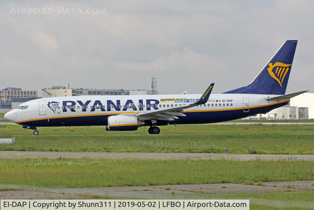 EI-DAP, 2003 Boeing 737-8AS C/N 33551, Taxiing holding point rwy 32R for departure... Additional 'Gdynia Must Sea - Gdansk Lech Walesa Airport' titles only on left side...