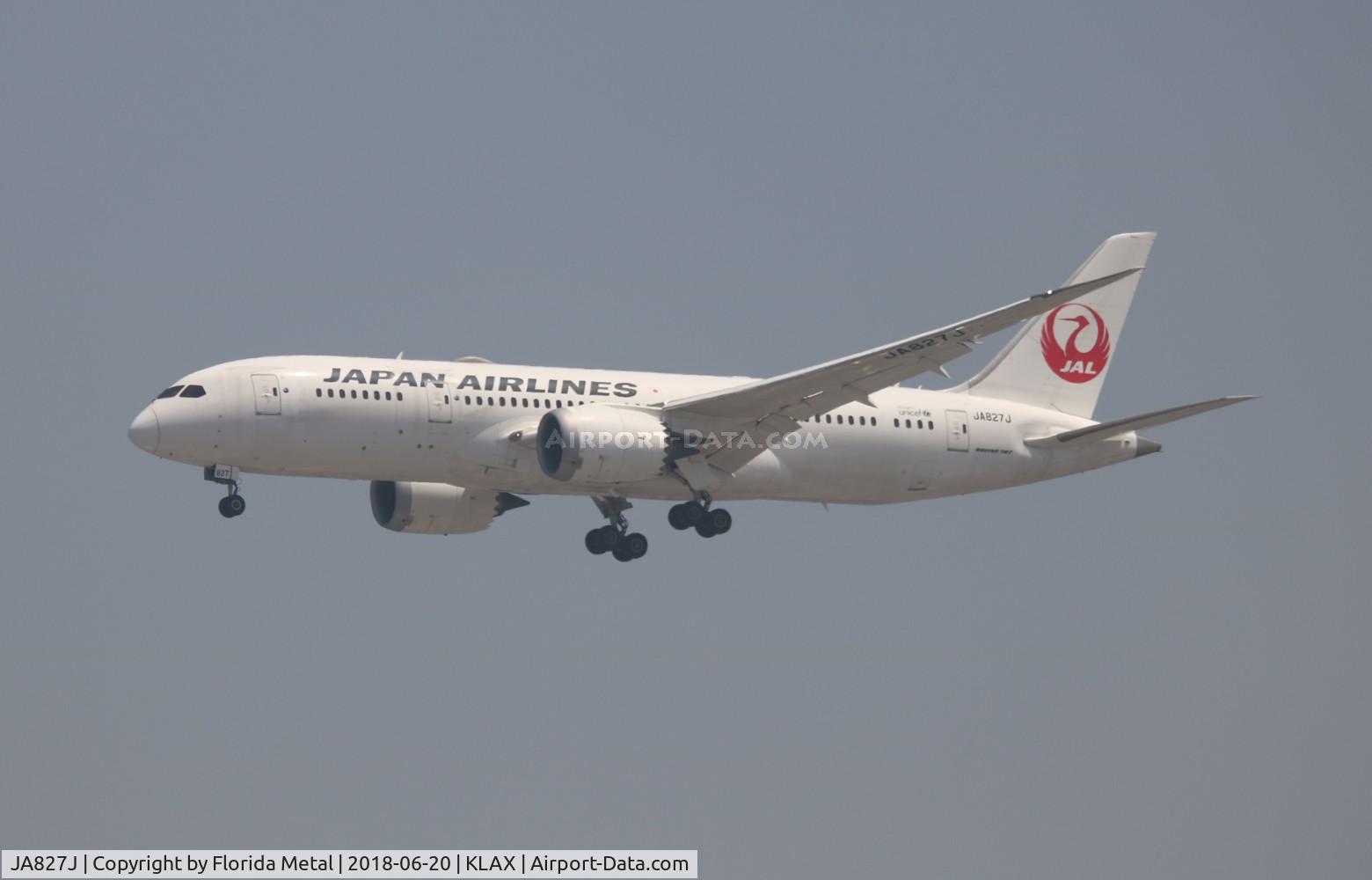 JA827J, 2011 Boeing 787-8 Dreamliner C/N 34837, LAX 2018