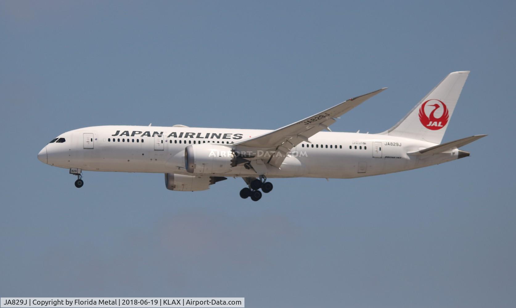 JA829J, 2012 Boeing 787-8 Dreamliner C/N 34839, LAX 2018