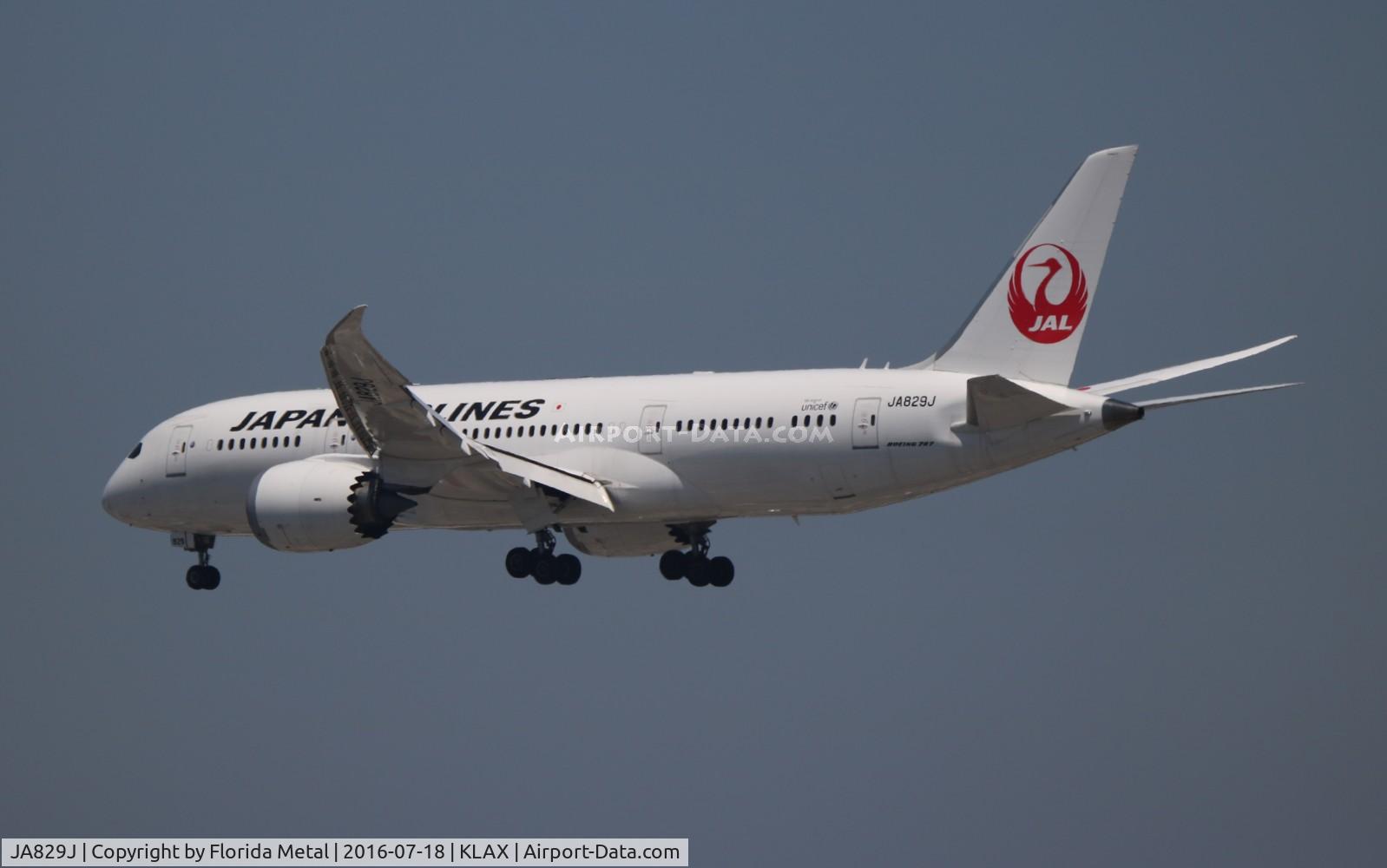 JA829J, 2012 Boeing 787-8 Dreamliner C/N 34839, LAX 2016